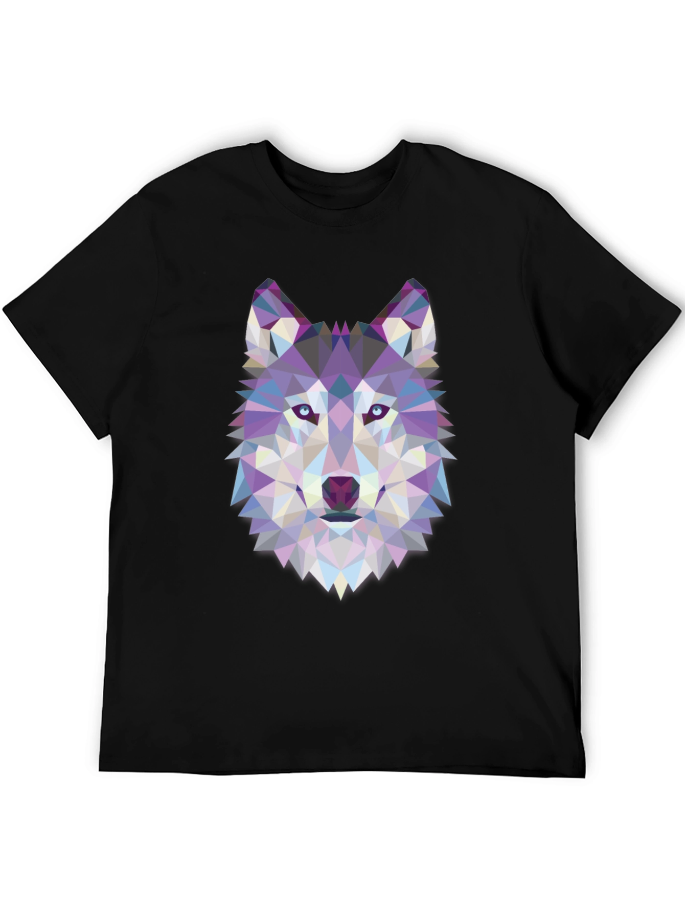 Geometric Wolf Graphic Tee - Black