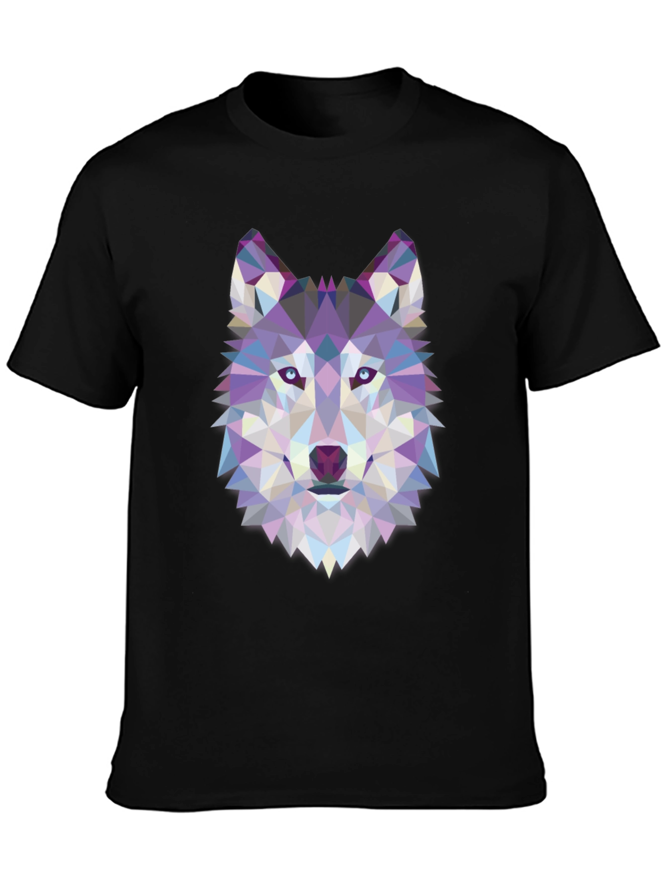 Geometric Wolf Graphic Tee - Black