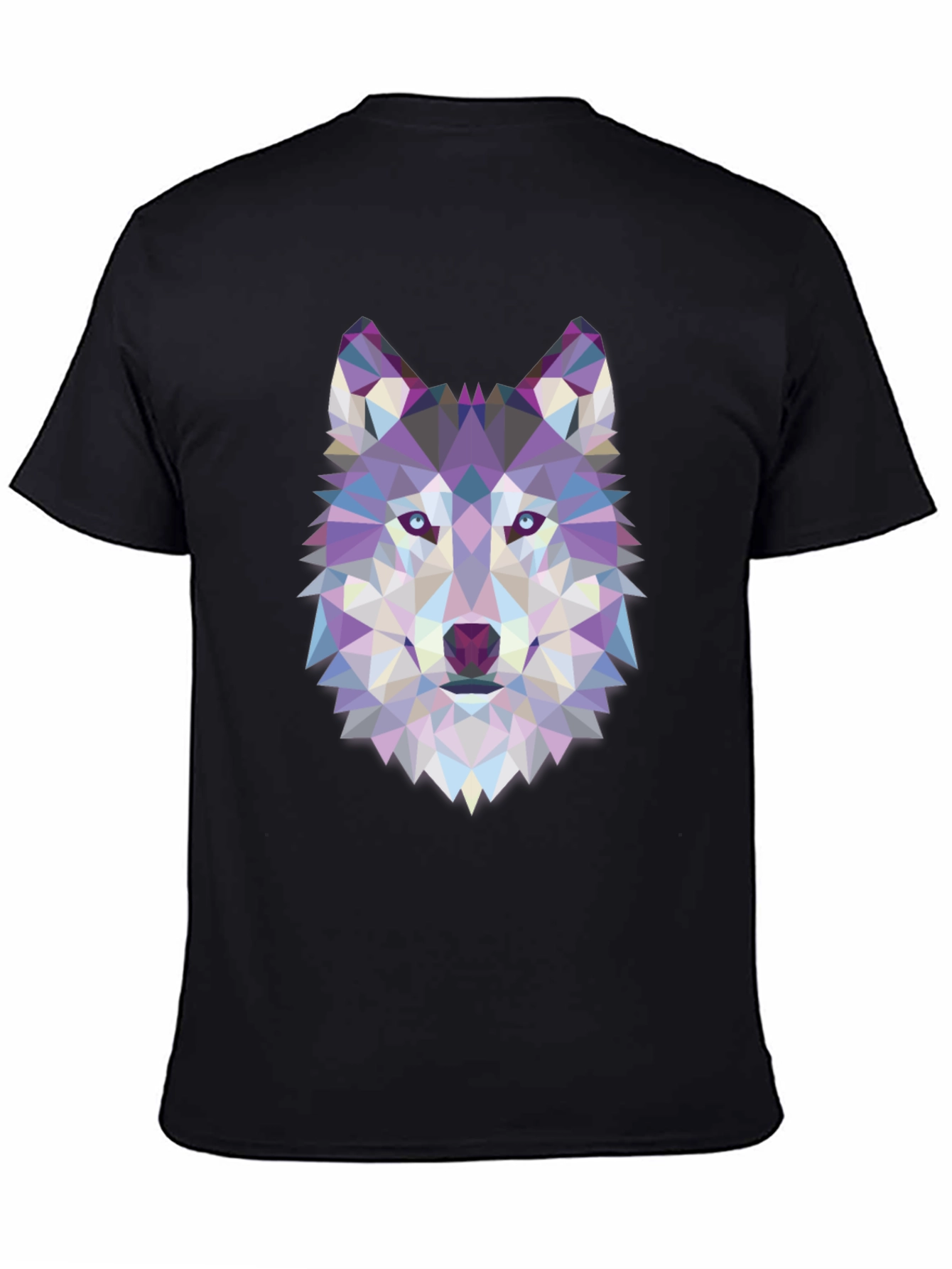 Geometric Wolf Graphic Tee - Black