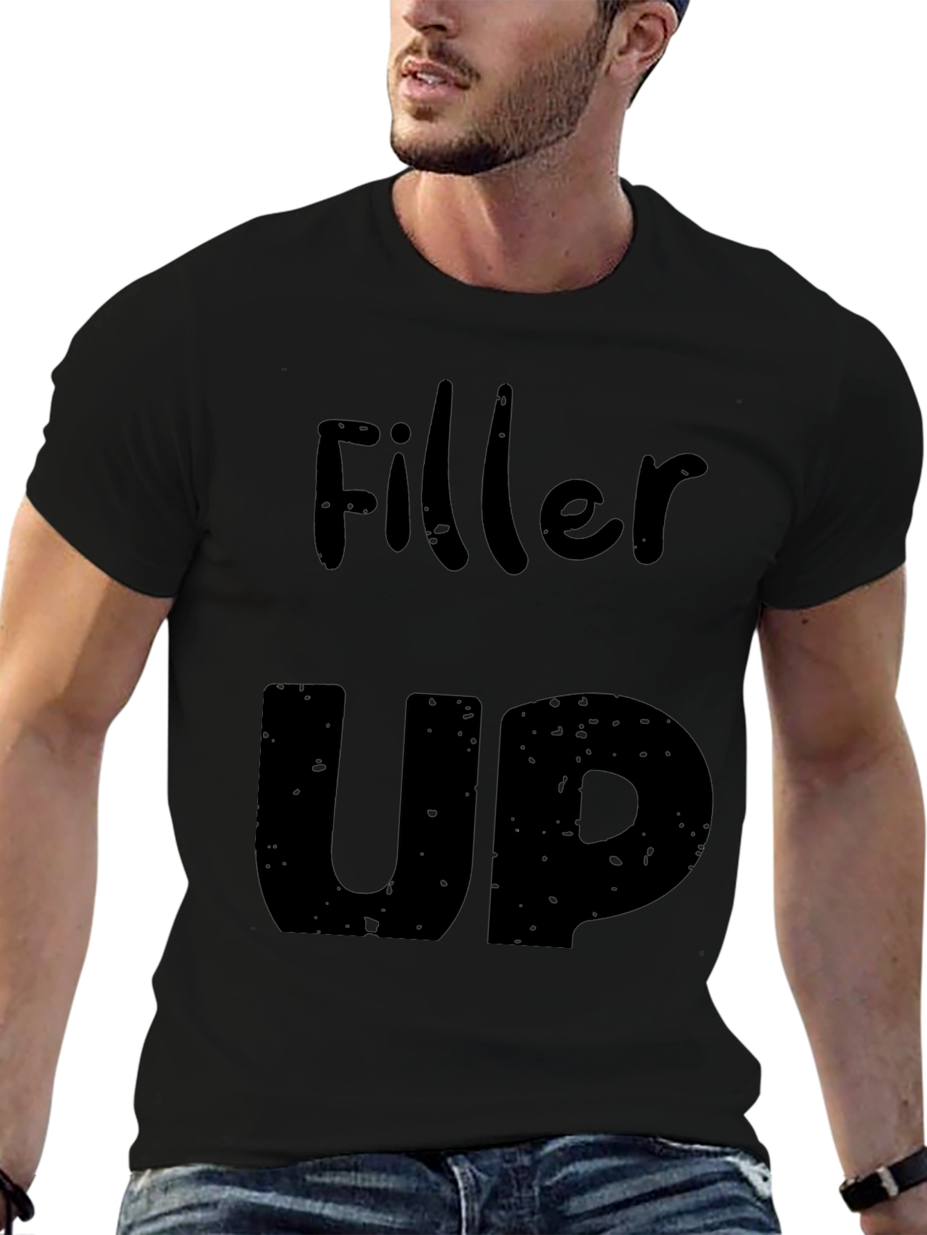 Filler Up Graphic Tee - Black Cotton T-Shirt