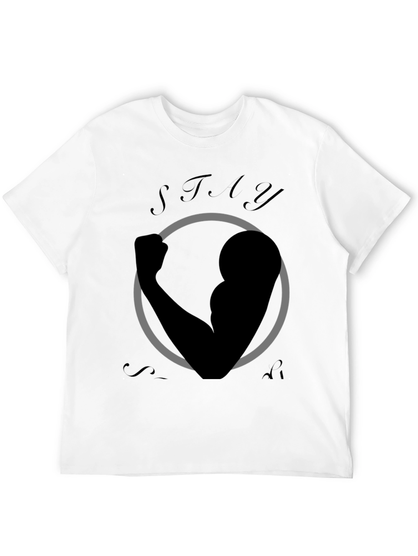 Stay Strong Graphic Print Black T-Shirt