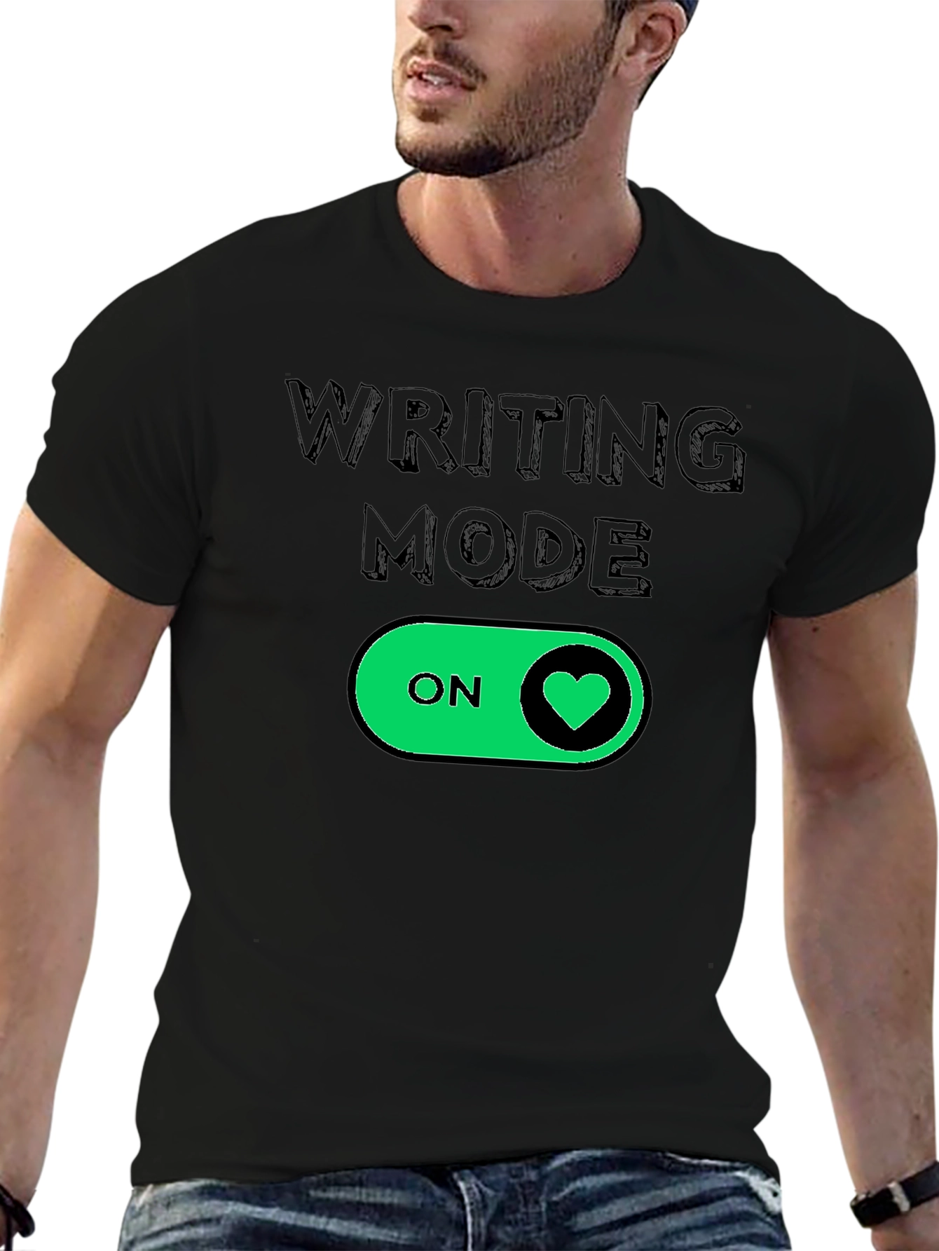 Writing Mode On Heart T-Shirt - Black