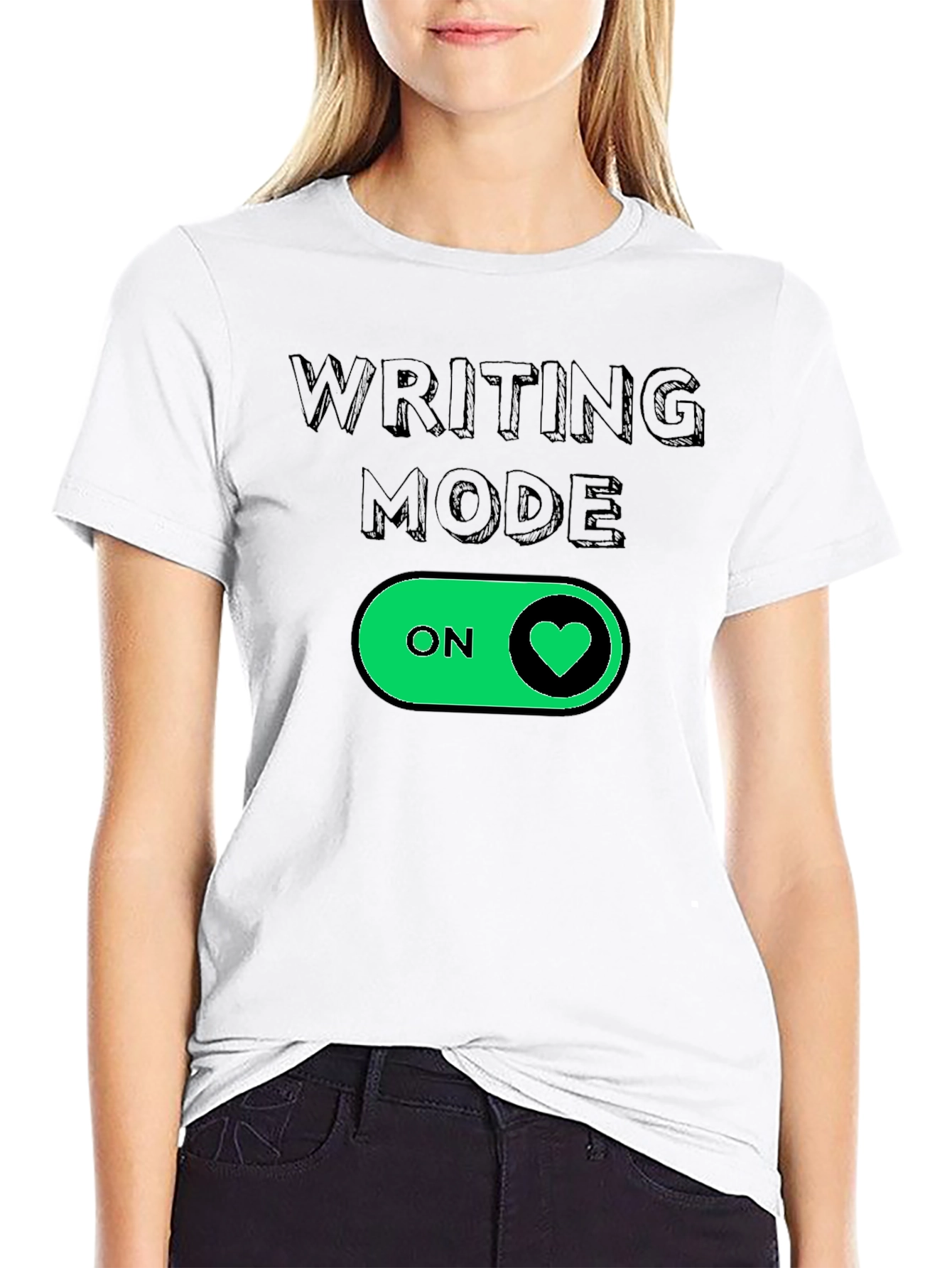 Writing Mode On Heart T-Shirt - Black