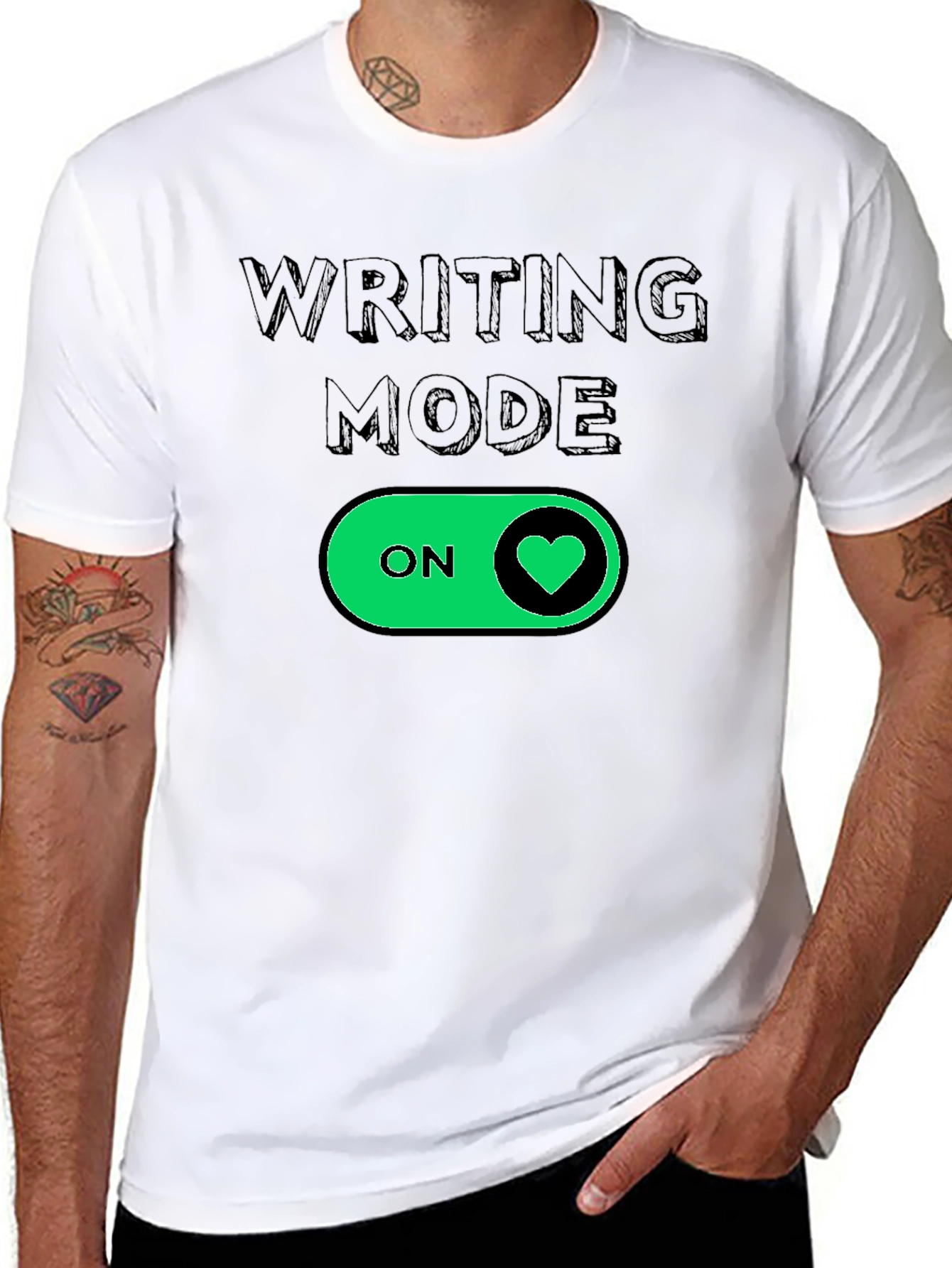 Writing Mode On Heart T-Shirt - Black