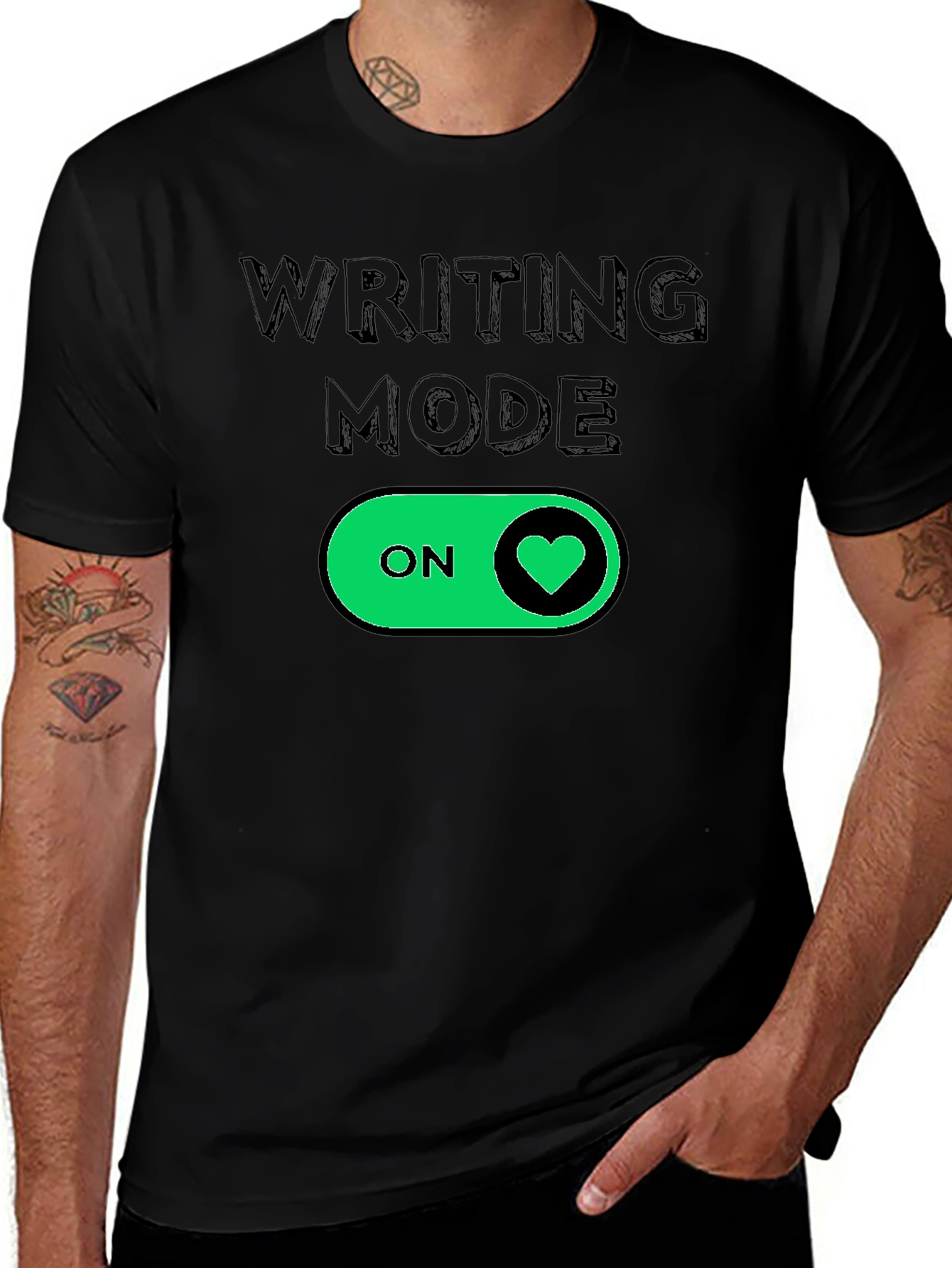 Writing Mode On Heart T-Shirt - Black