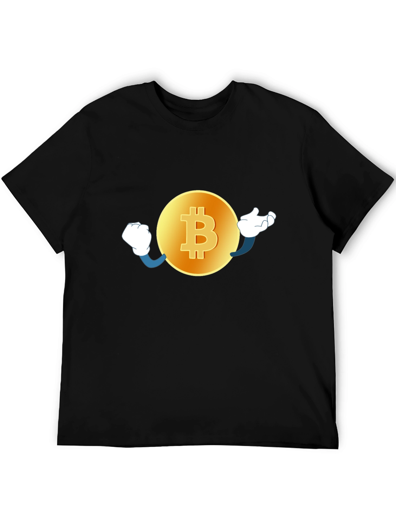 Bitcoin Cartoon Graphic Black T-Shirt