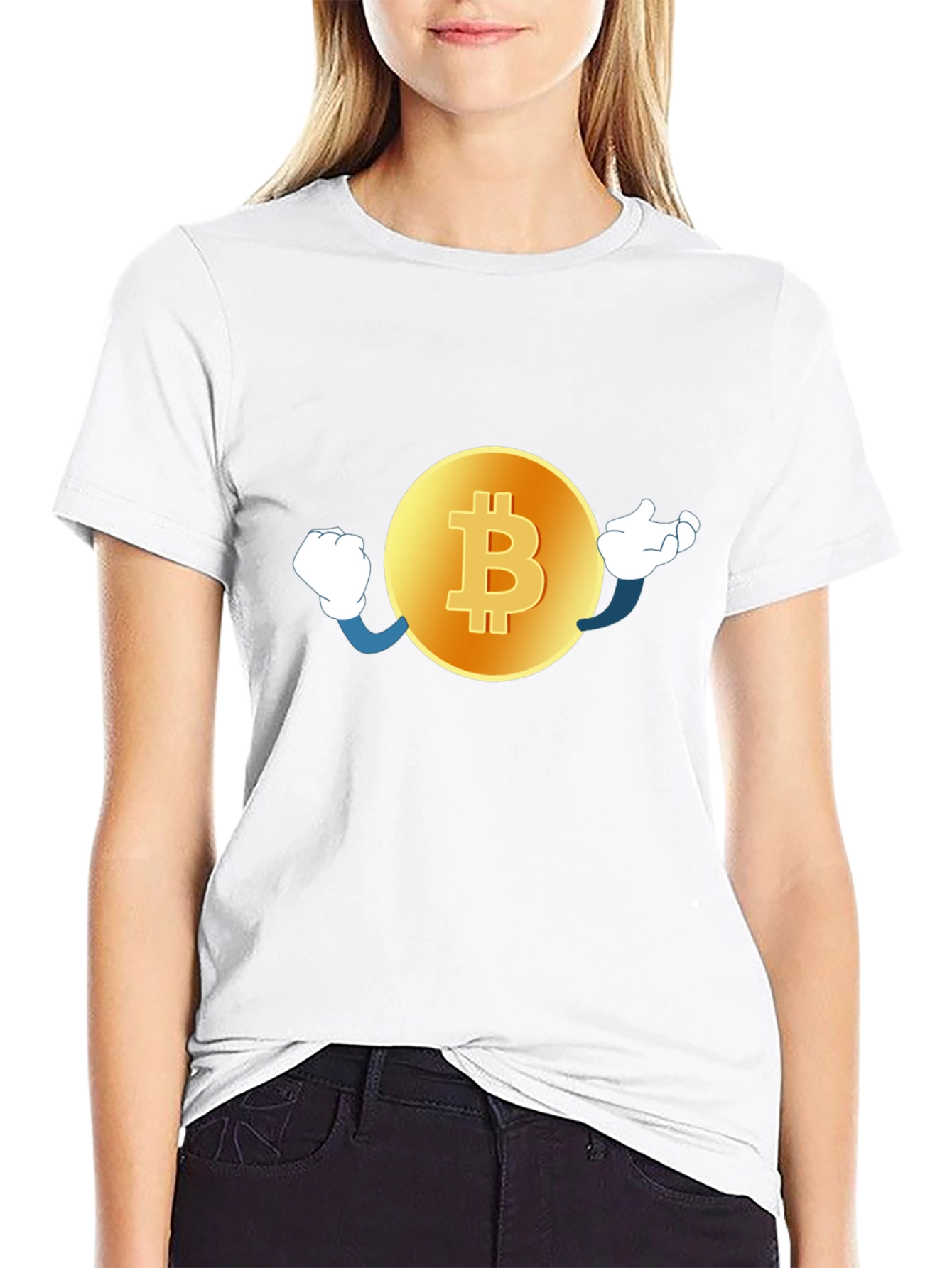 Bitcoin Cartoon Graphic Black T-Shirt