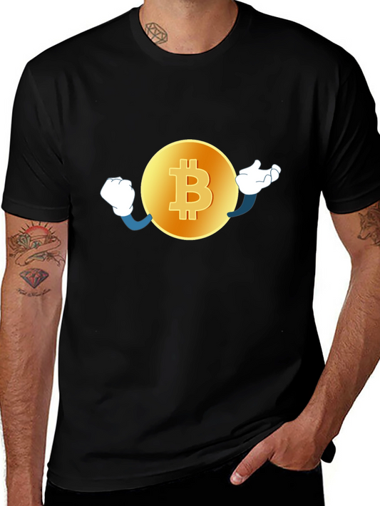 Bitcoin Cartoon Graphic Black T-Shirt