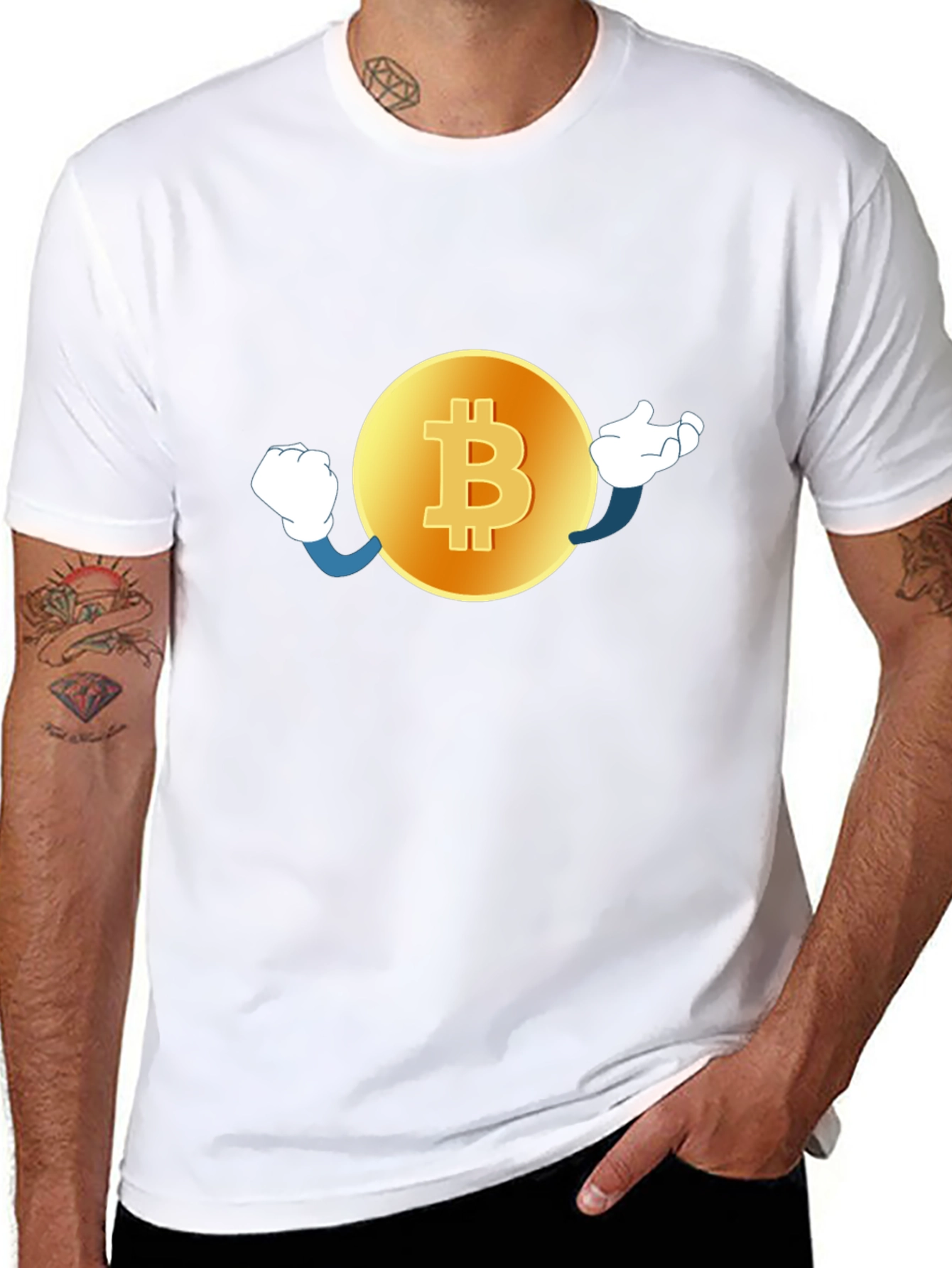 Bitcoin Cartoon Graphic Black T-Shirt