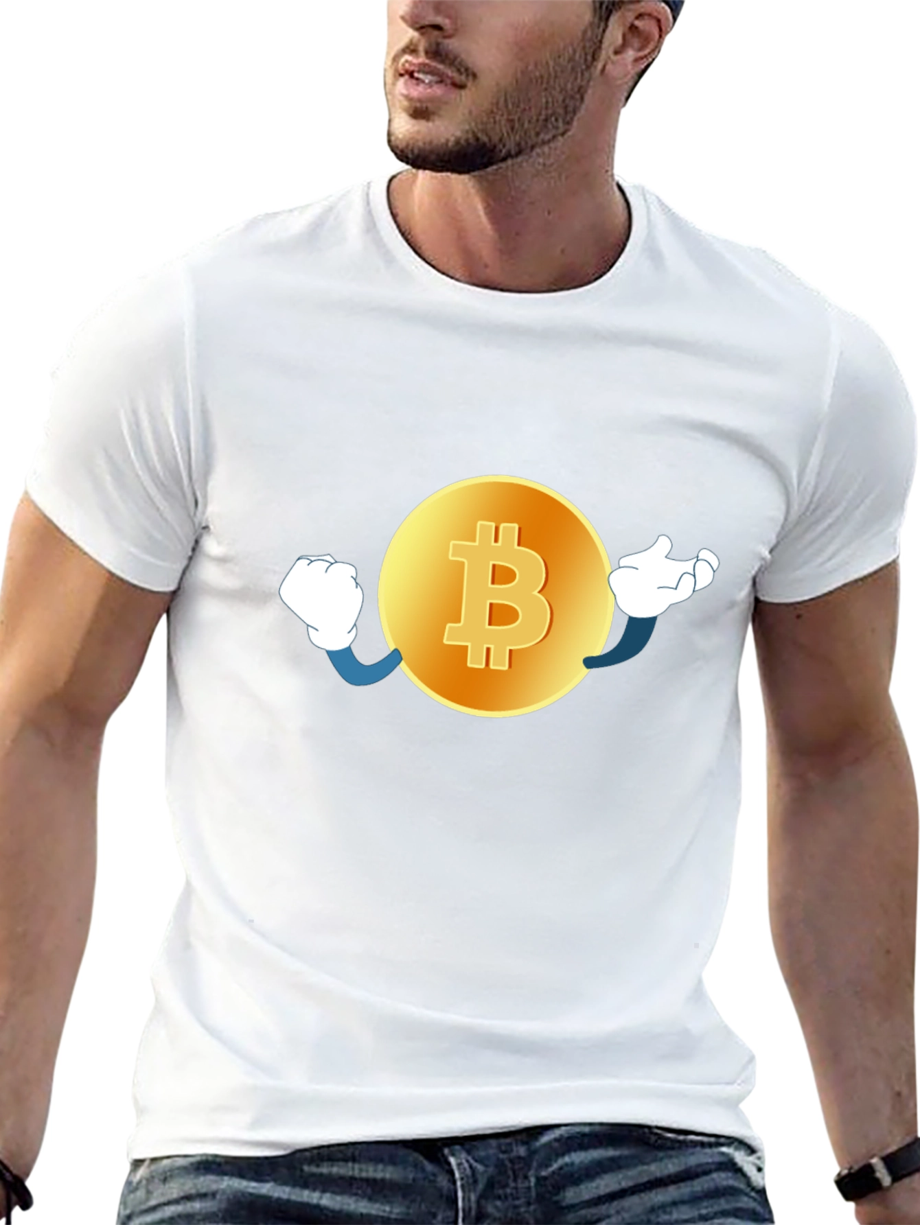 Bitcoin Cartoon Graphic Black T-Shirt