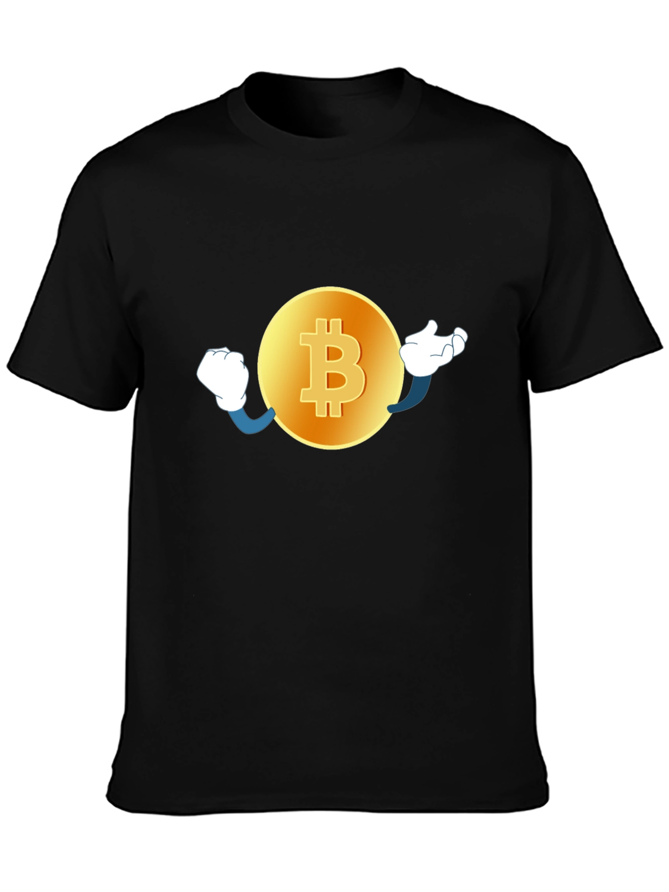 Bitcoin Cartoon Graphic Black T-Shirt