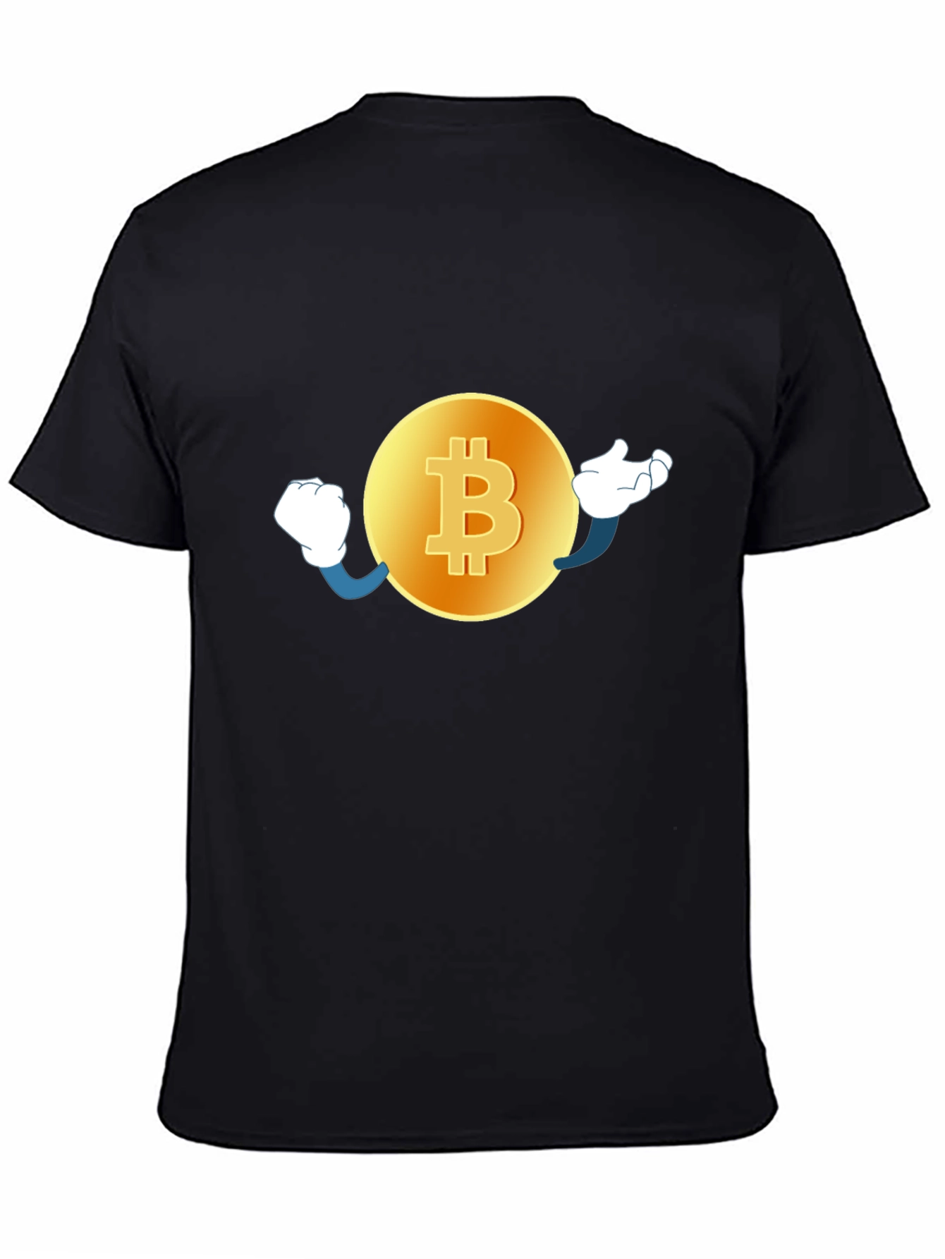 Bitcoin Cartoon Graphic Black T-Shirt
