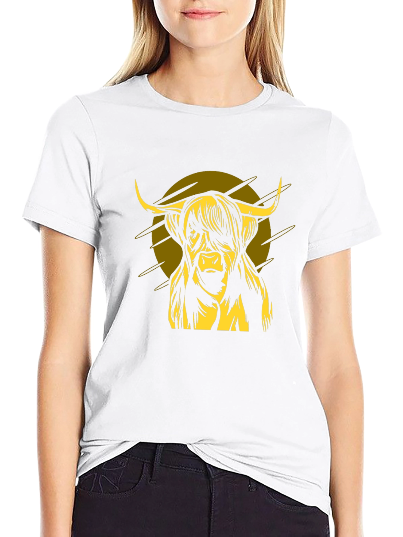 Highland Cow Graphic Tee - Black