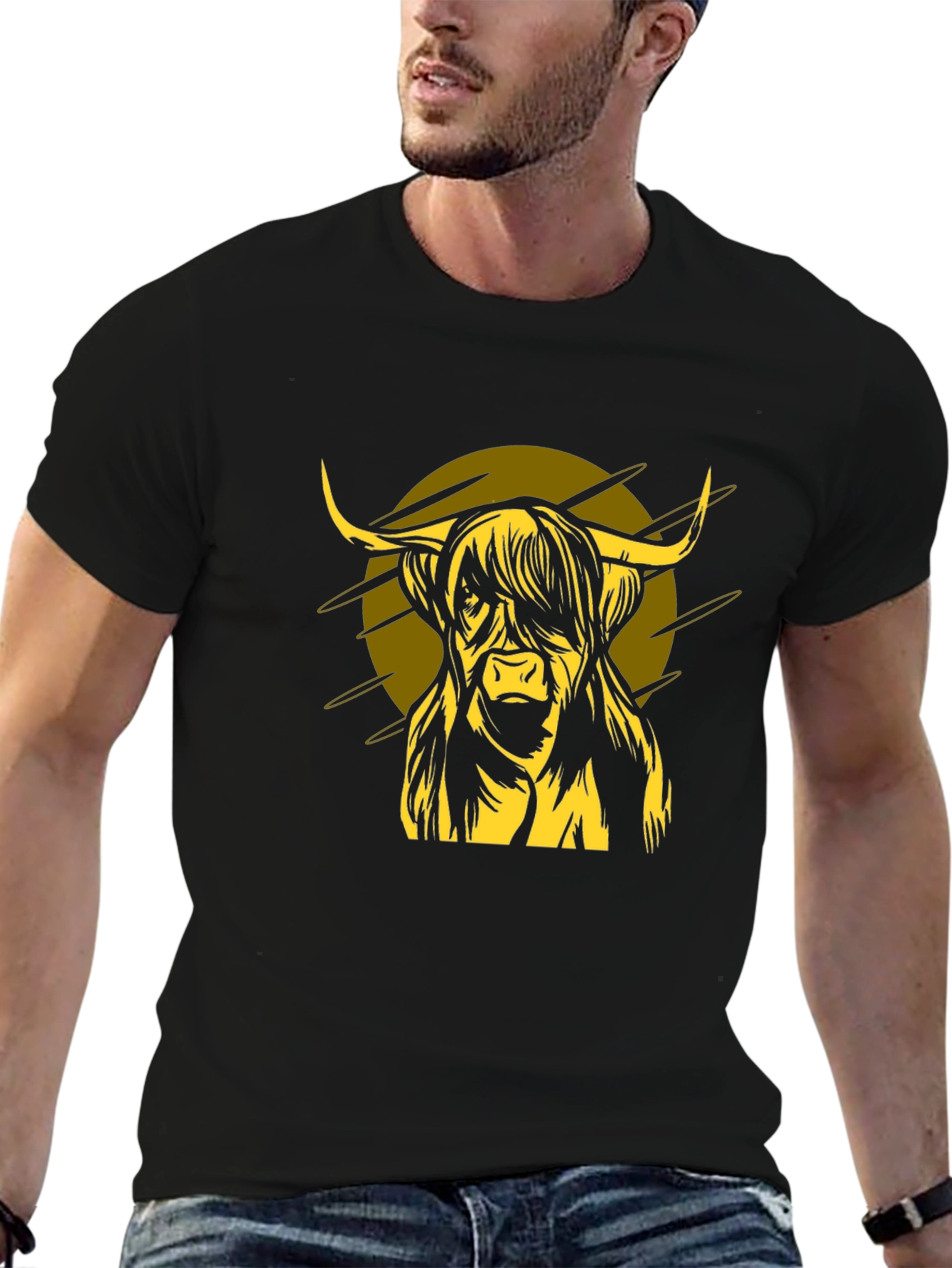 Highland Cow Graphic Tee - Black