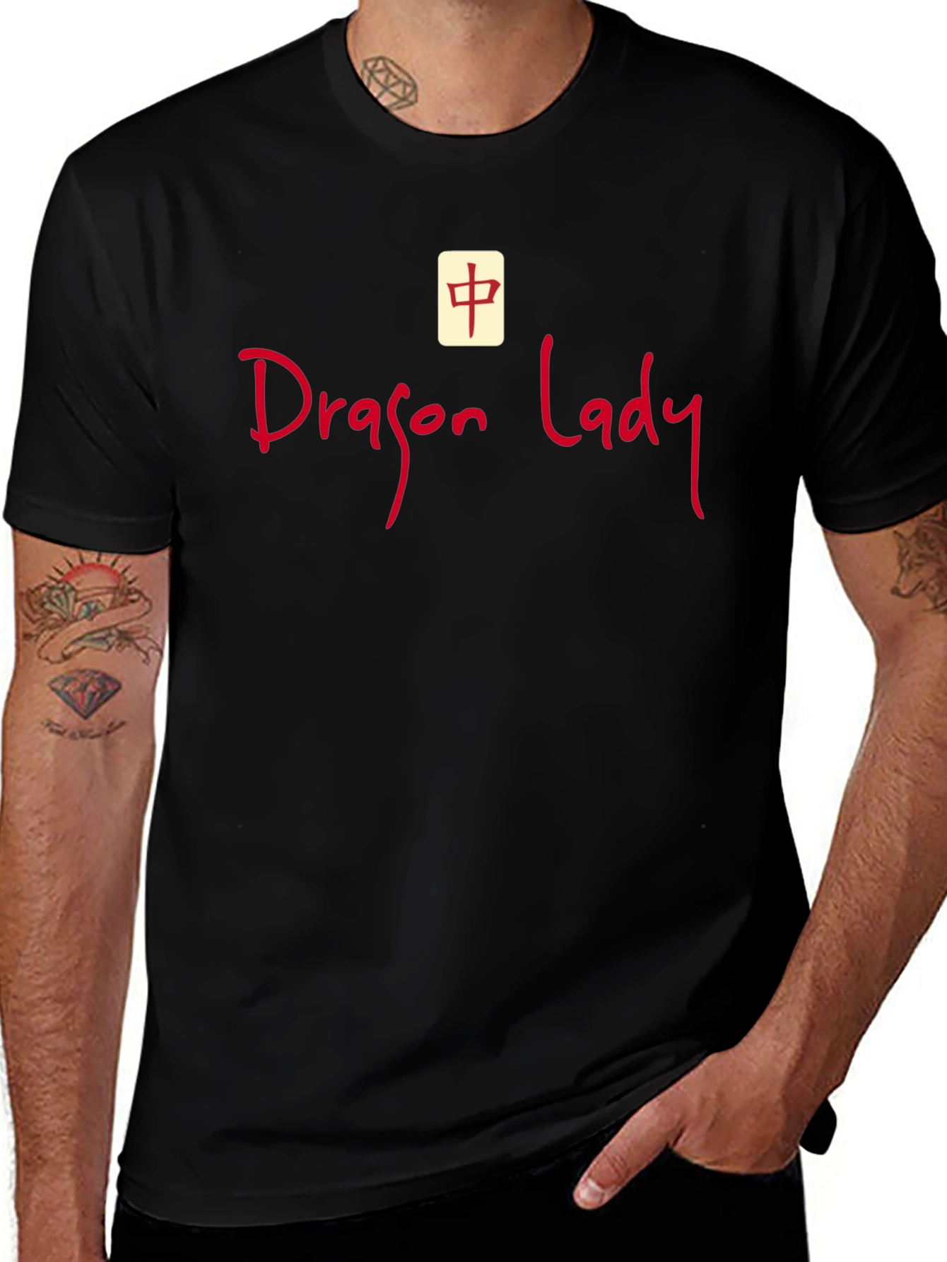 Dragon Lady Graphic Tee - Black Crew Neck T-Shirt