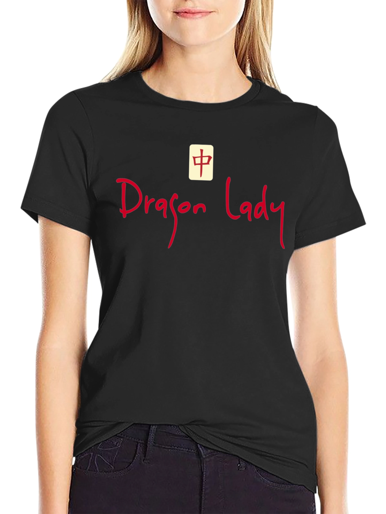 Dragon Lady Graphic Tee - Black Crew Neck T-Shirt