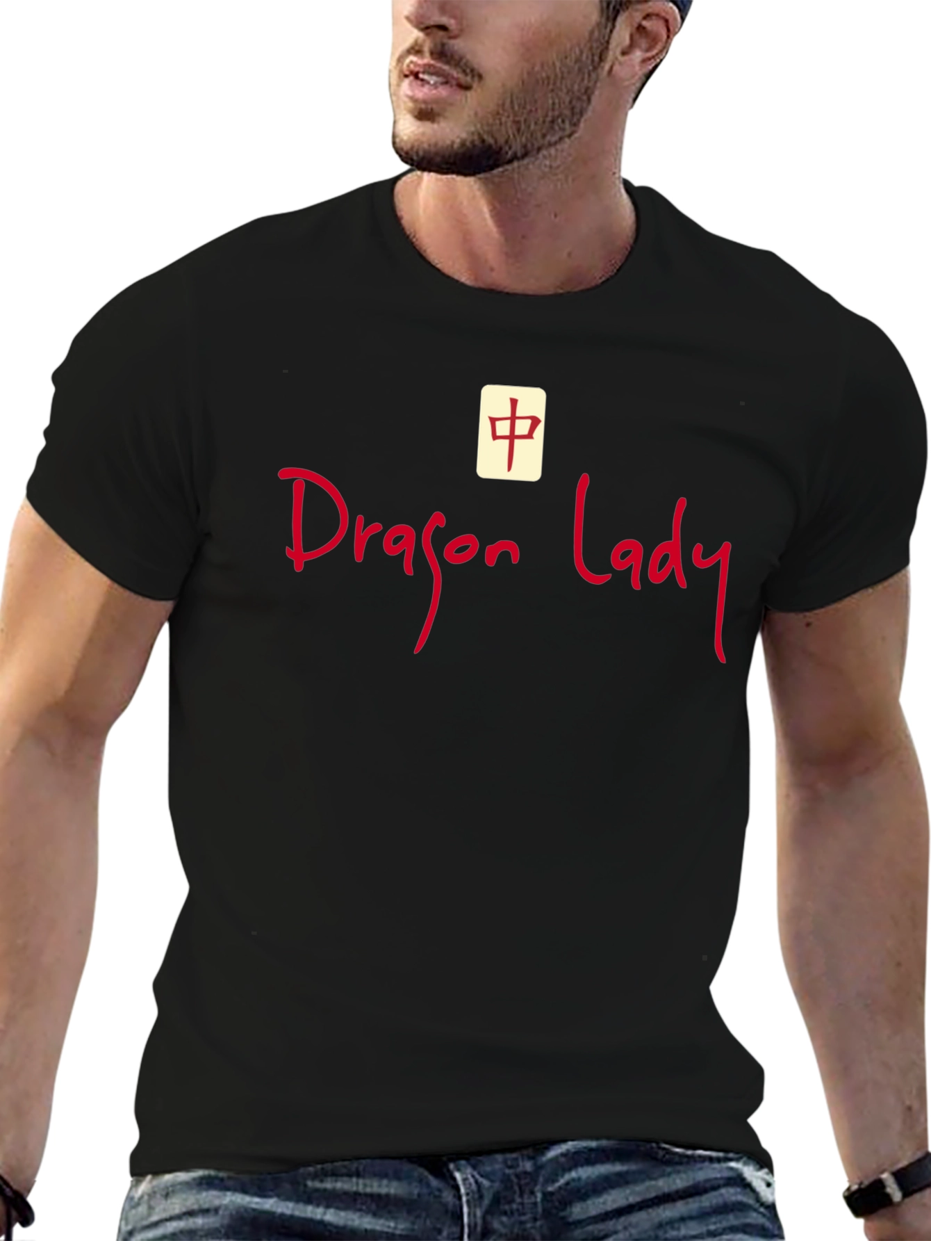 Dragon Lady Graphic Tee - Black Crew Neck T-Shirt