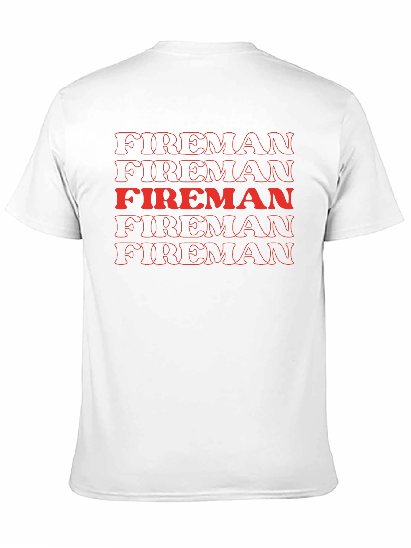 Fireman Graphic Tee - Bold Red Text Design
