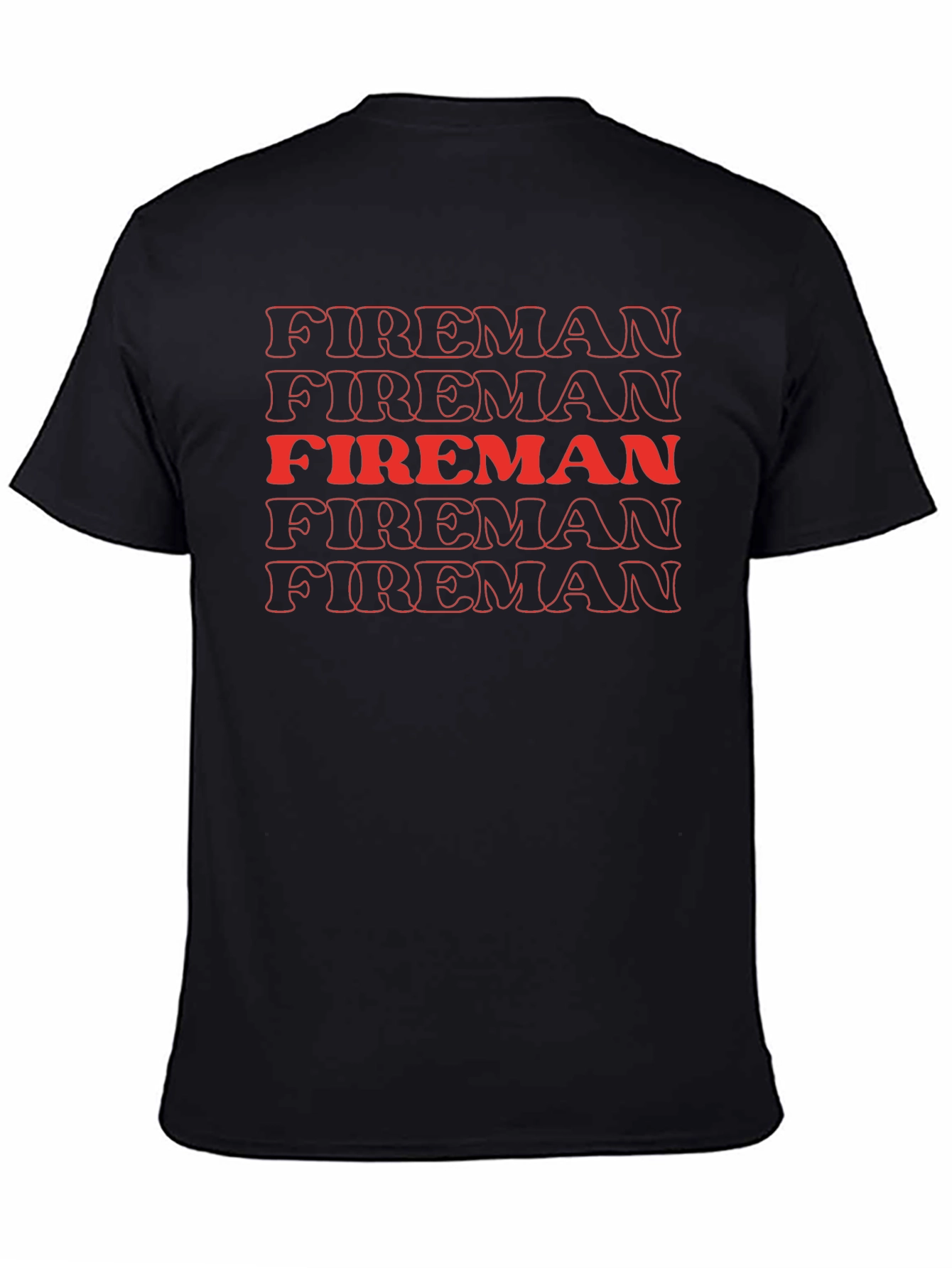 Fireman Graphic Tee - Bold Red Text Design