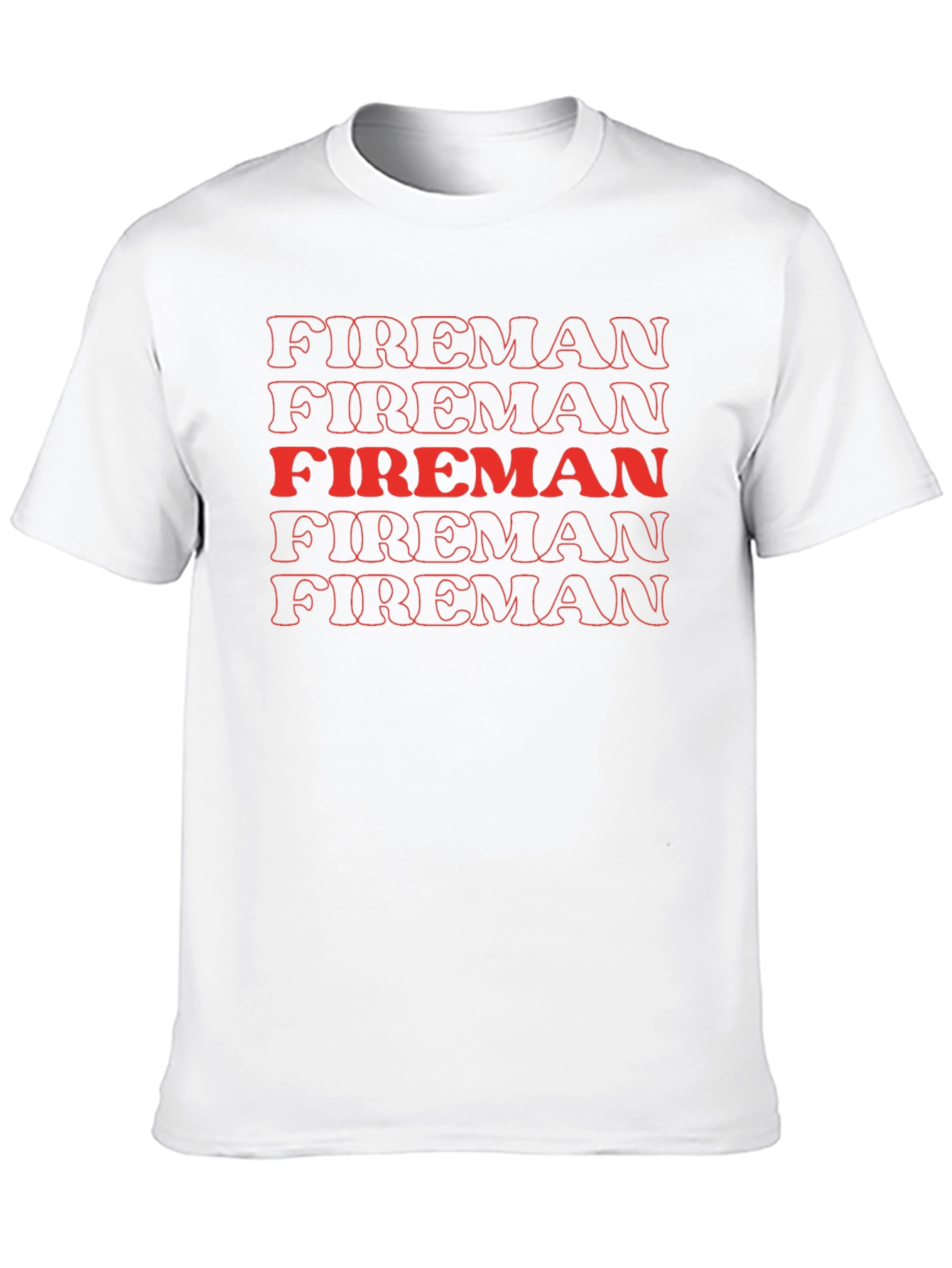 Fireman Graphic Tee - Bold Red Text Design