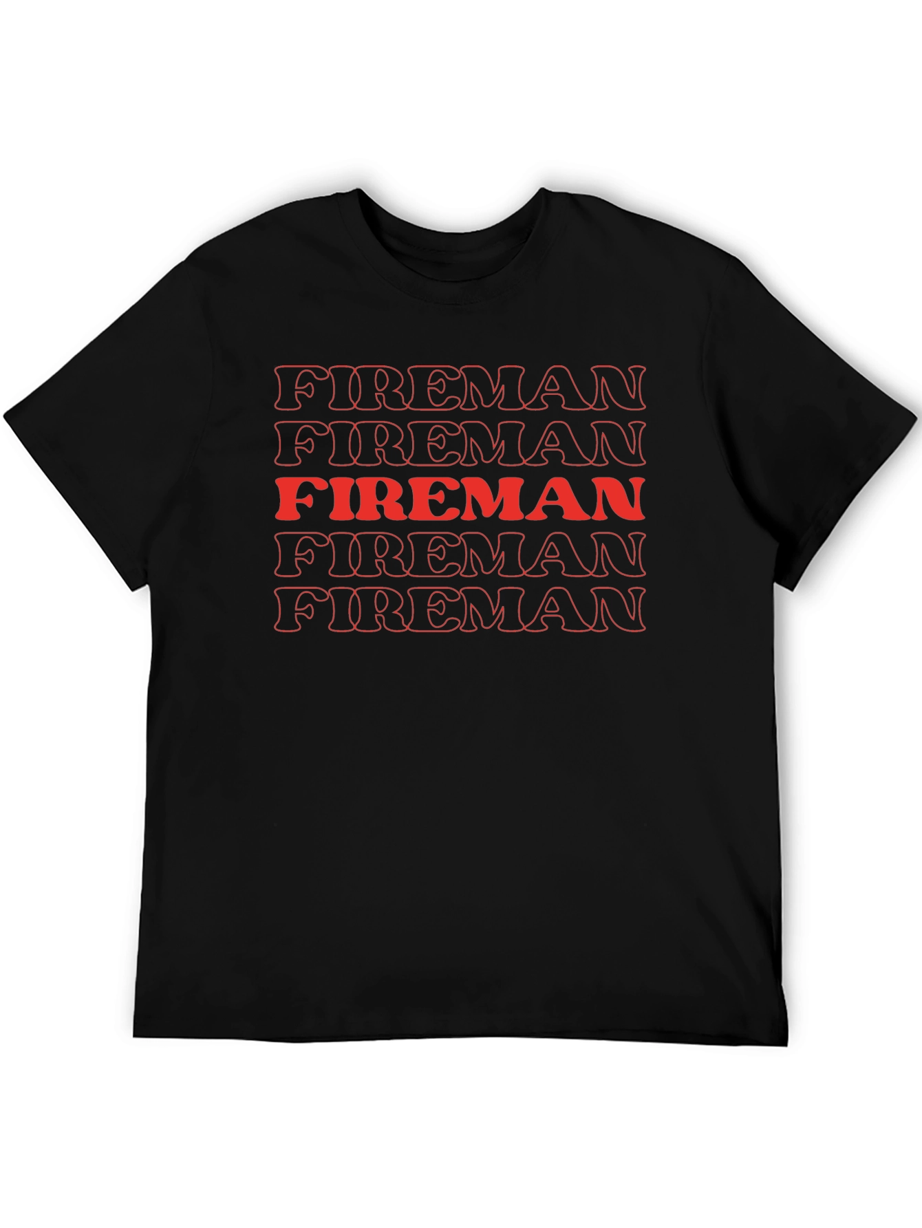 Fireman Graphic Tee - Bold Red Text Design