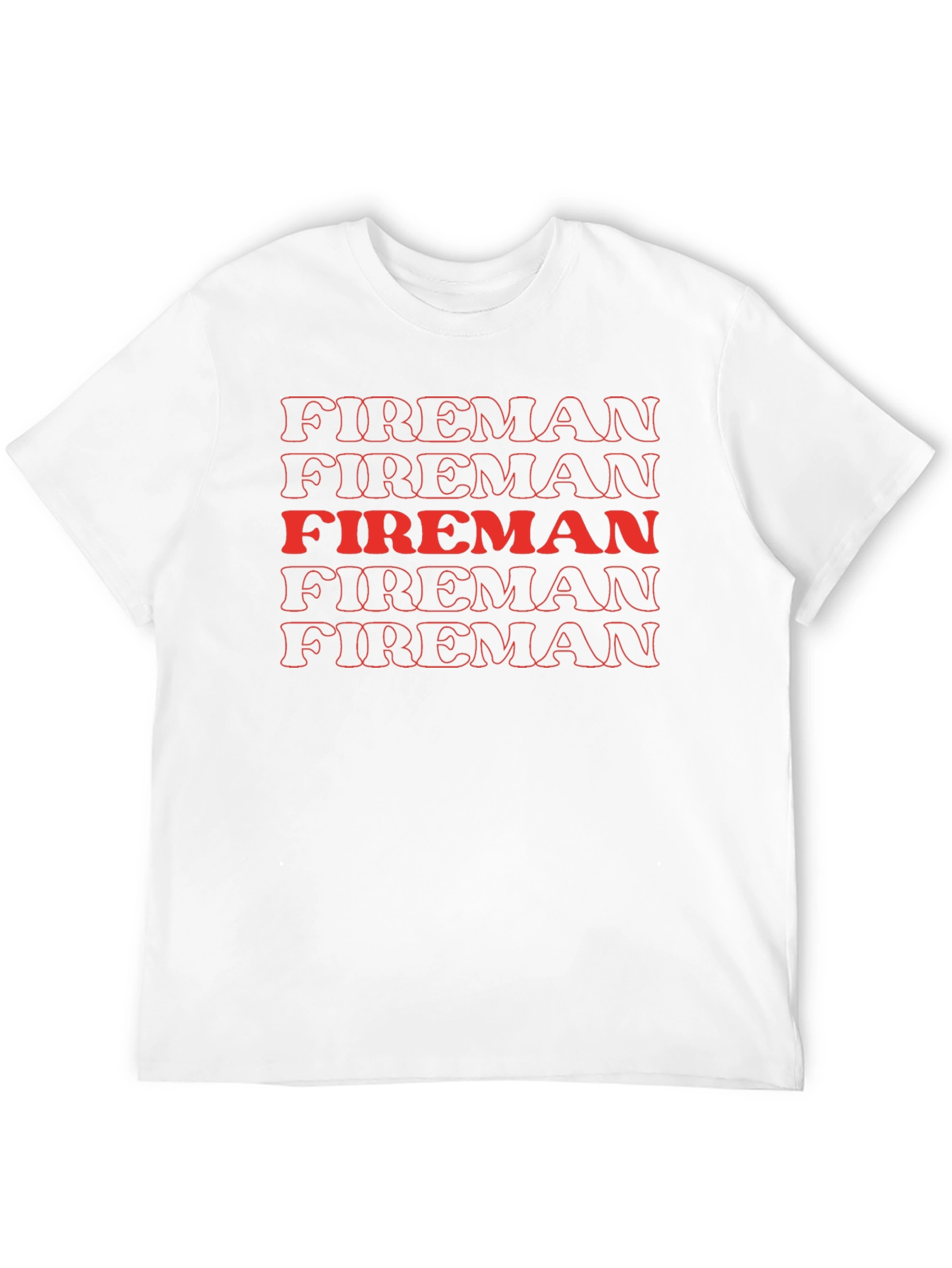 Fireman Graphic Tee - Bold Red Text Design