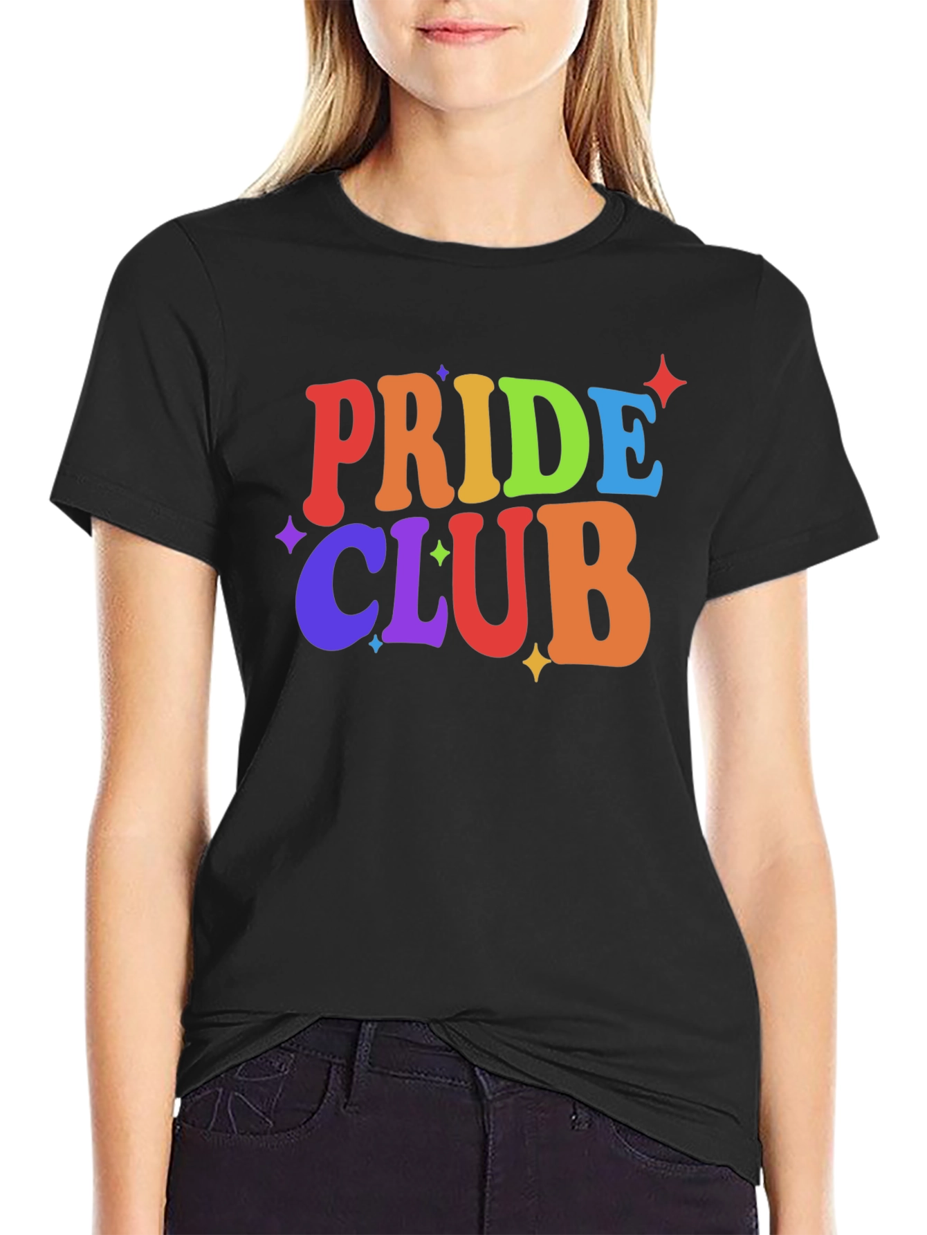 Pride Club Rainbow Graphic Tee - Black