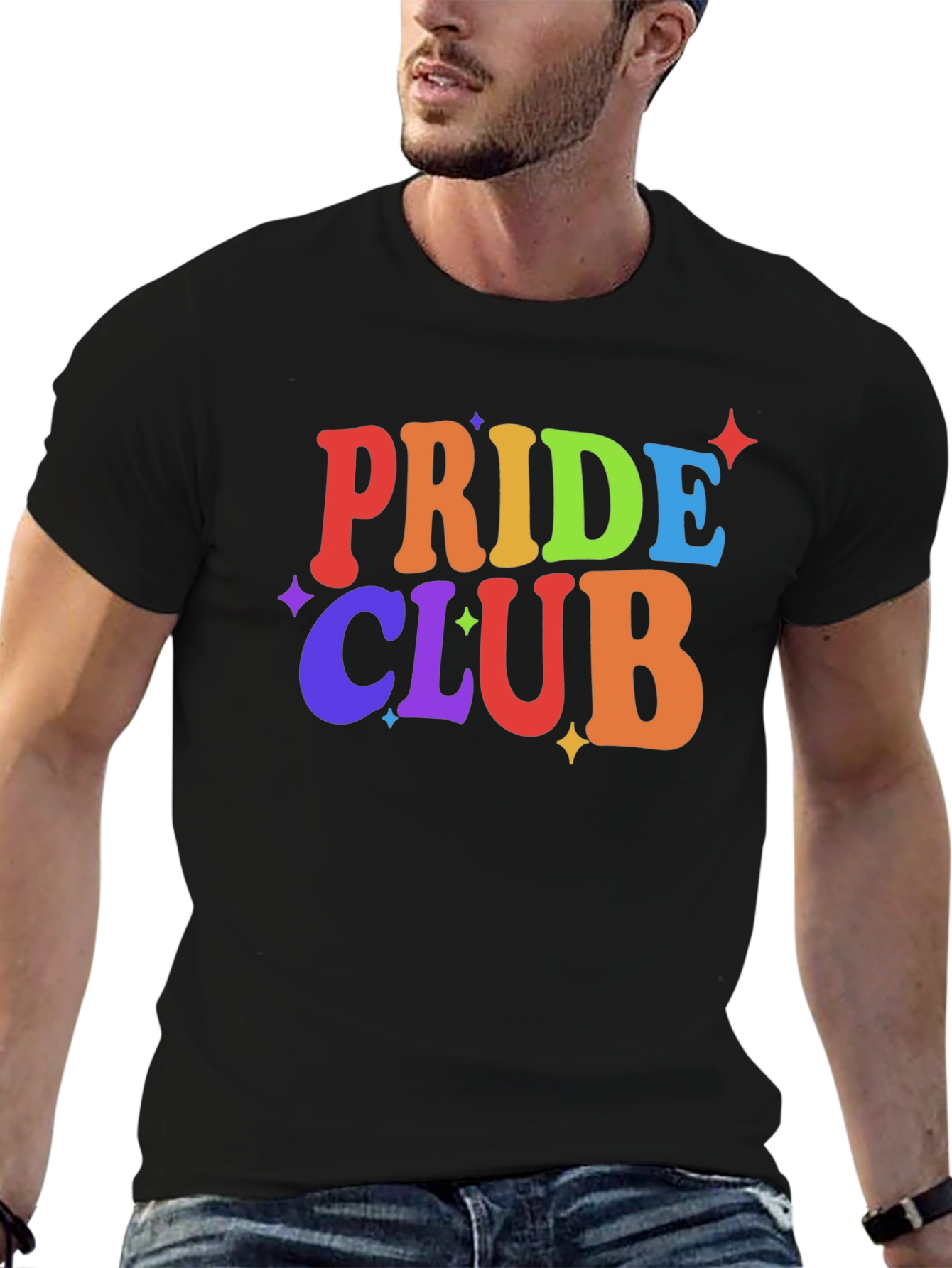 Pride Club Rainbow Graphic Tee - Black