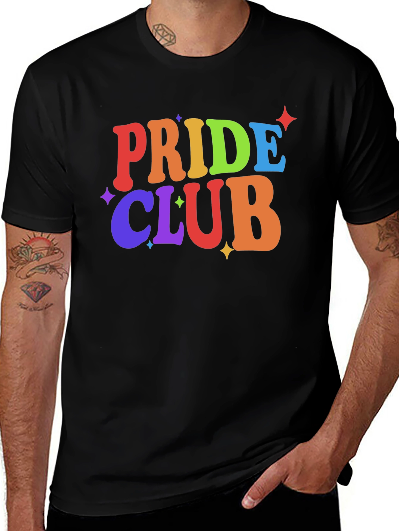 Pride Club Rainbow Graphic Tee - Black