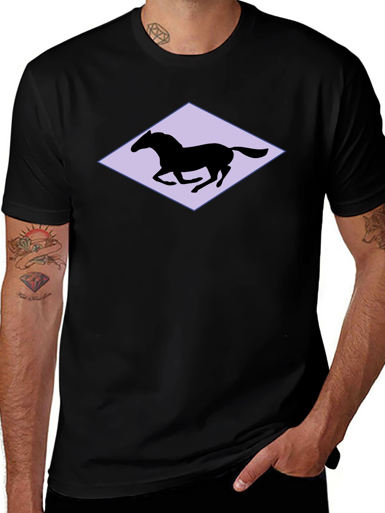 Horse Silhouette Graphic Black T-Shirt