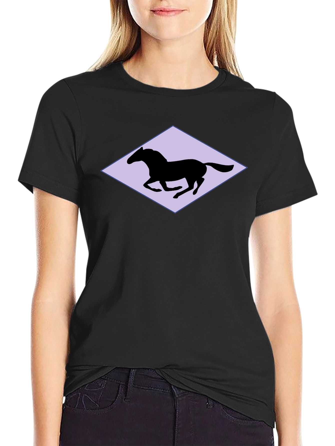 Horse Silhouette Graphic Black T-Shirt