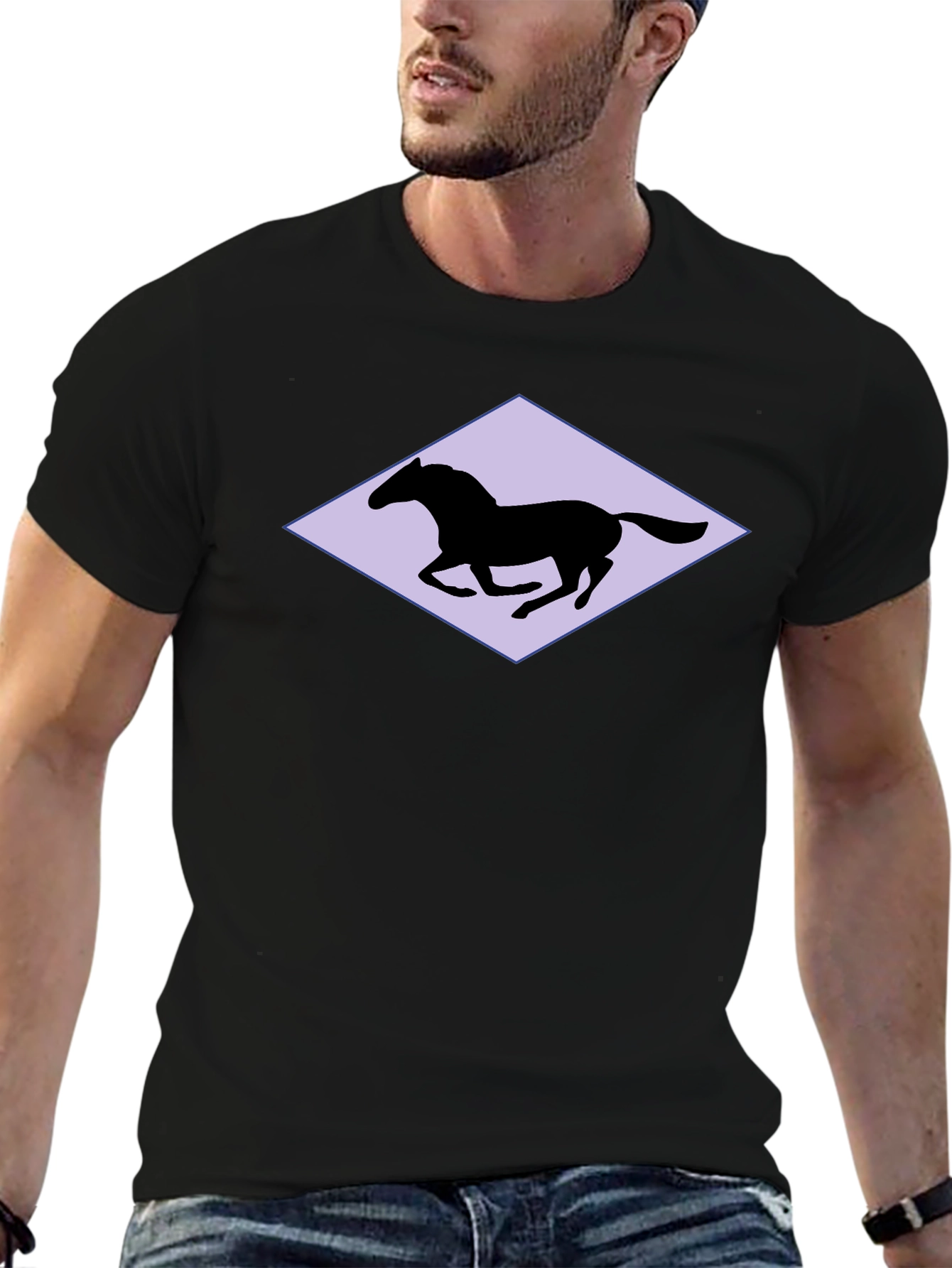 Horse Silhouette Graphic Black T-Shirt