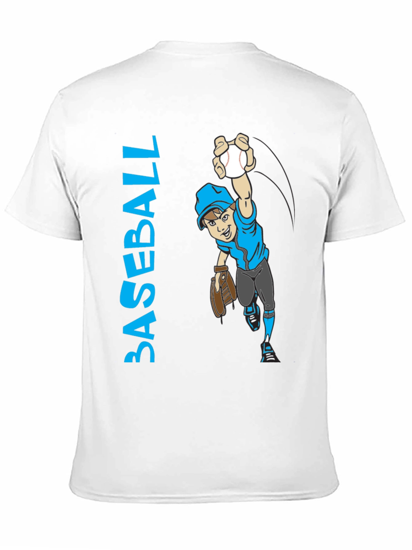 Baseball Player Cartoon Graphic T-Shirt