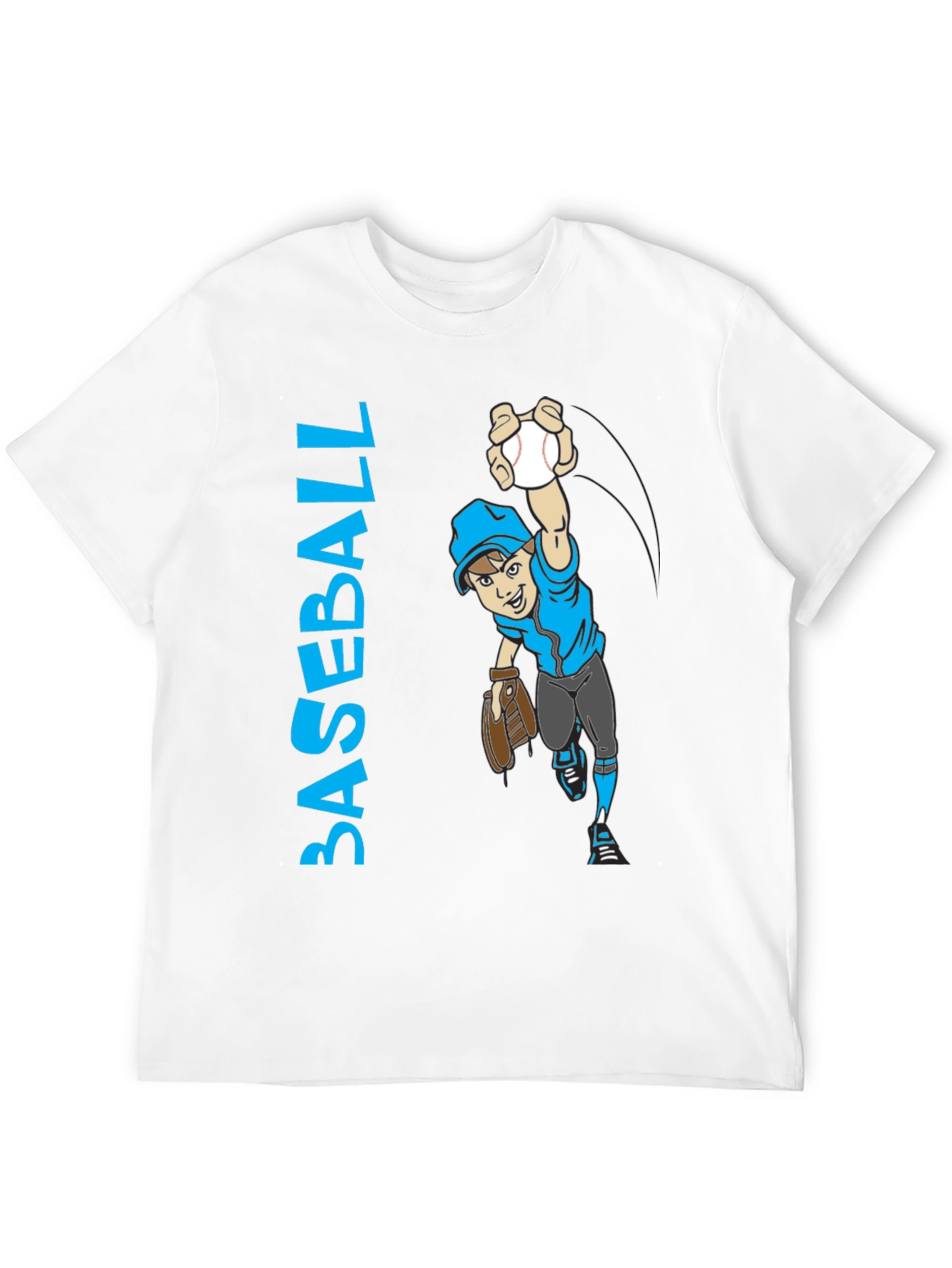Baseball Player Cartoon Graphic T-Shirt