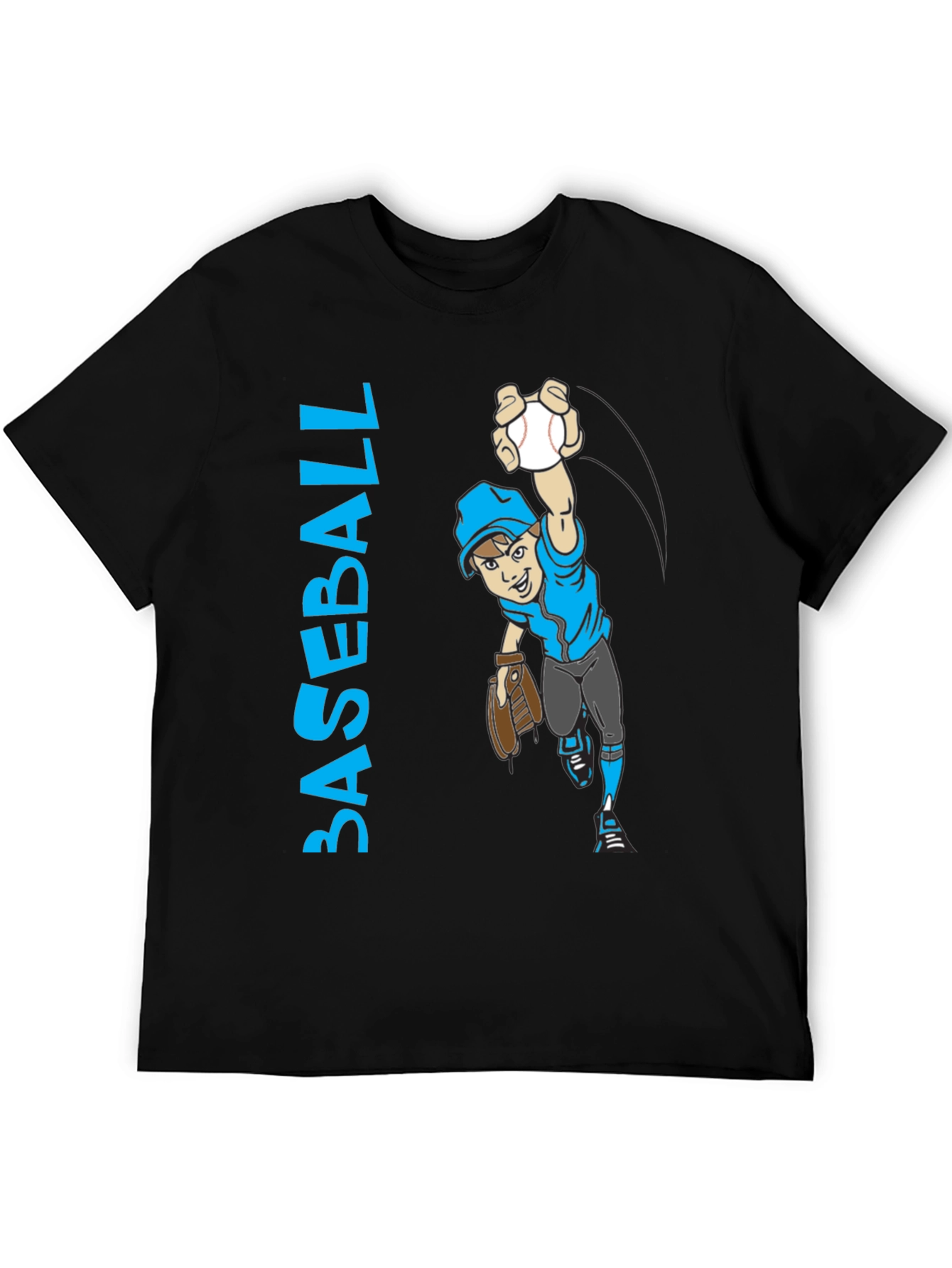 Baseball Player Cartoon Graphic T-Shirt
