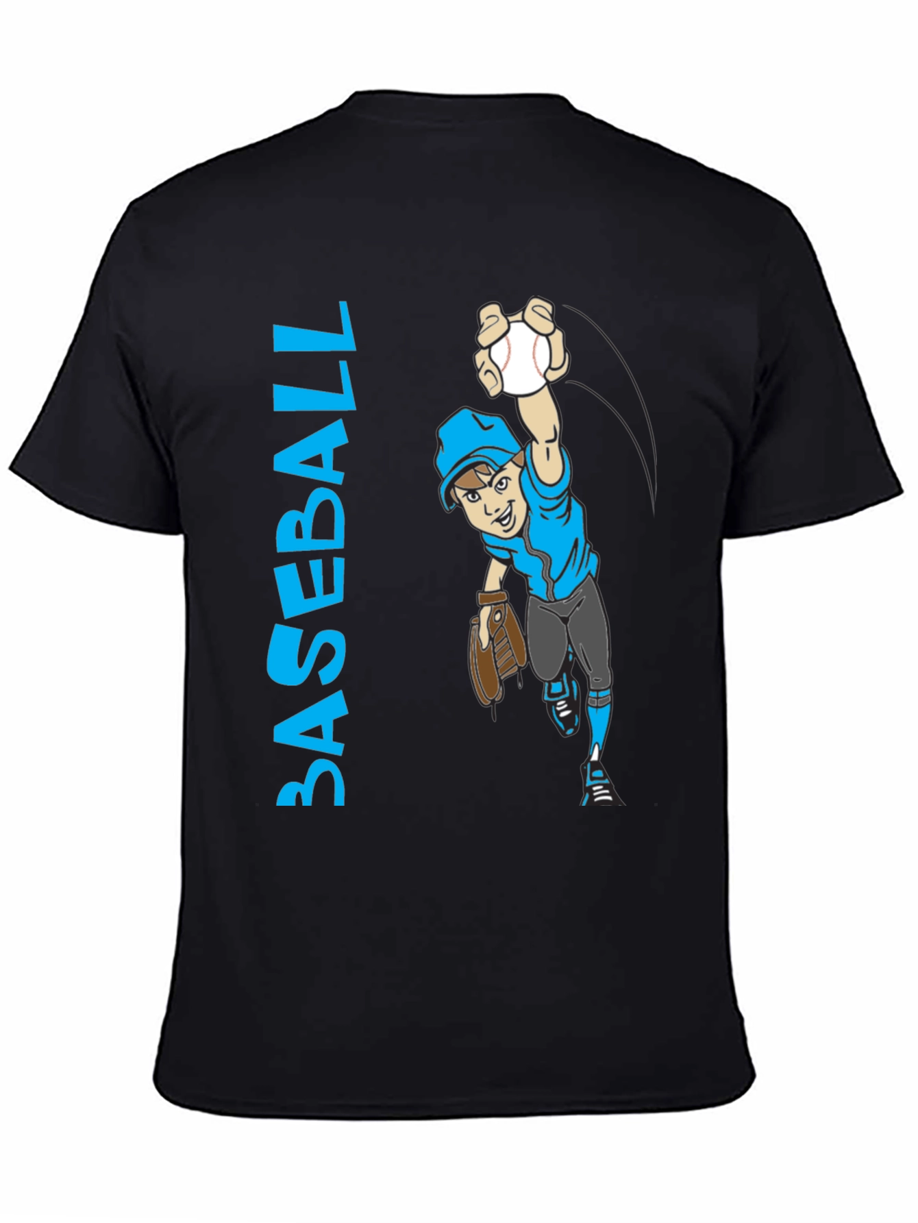 Baseball Player Cartoon Graphic T-Shirt