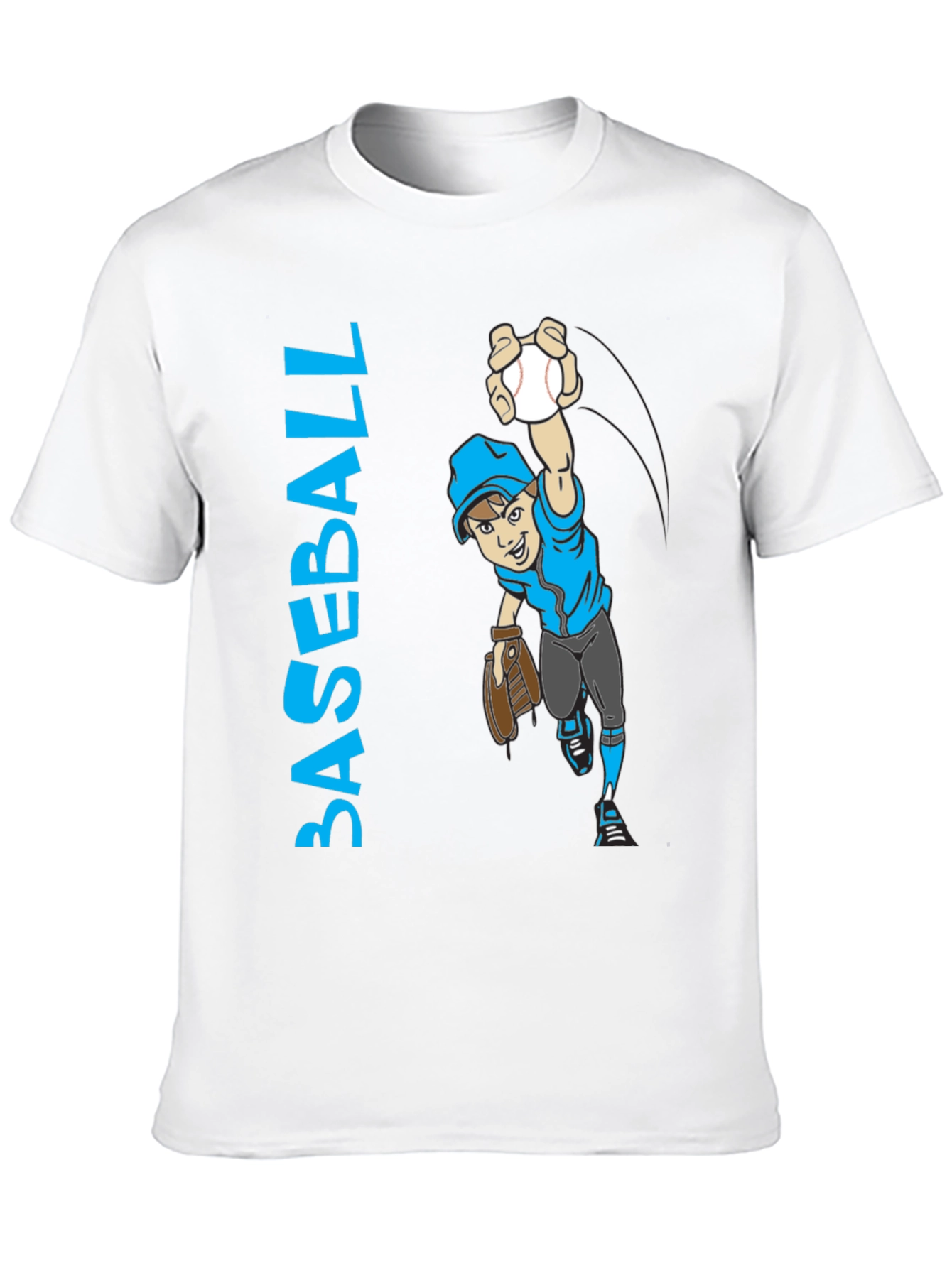 Baseball Player Cartoon Graphic T-Shirt