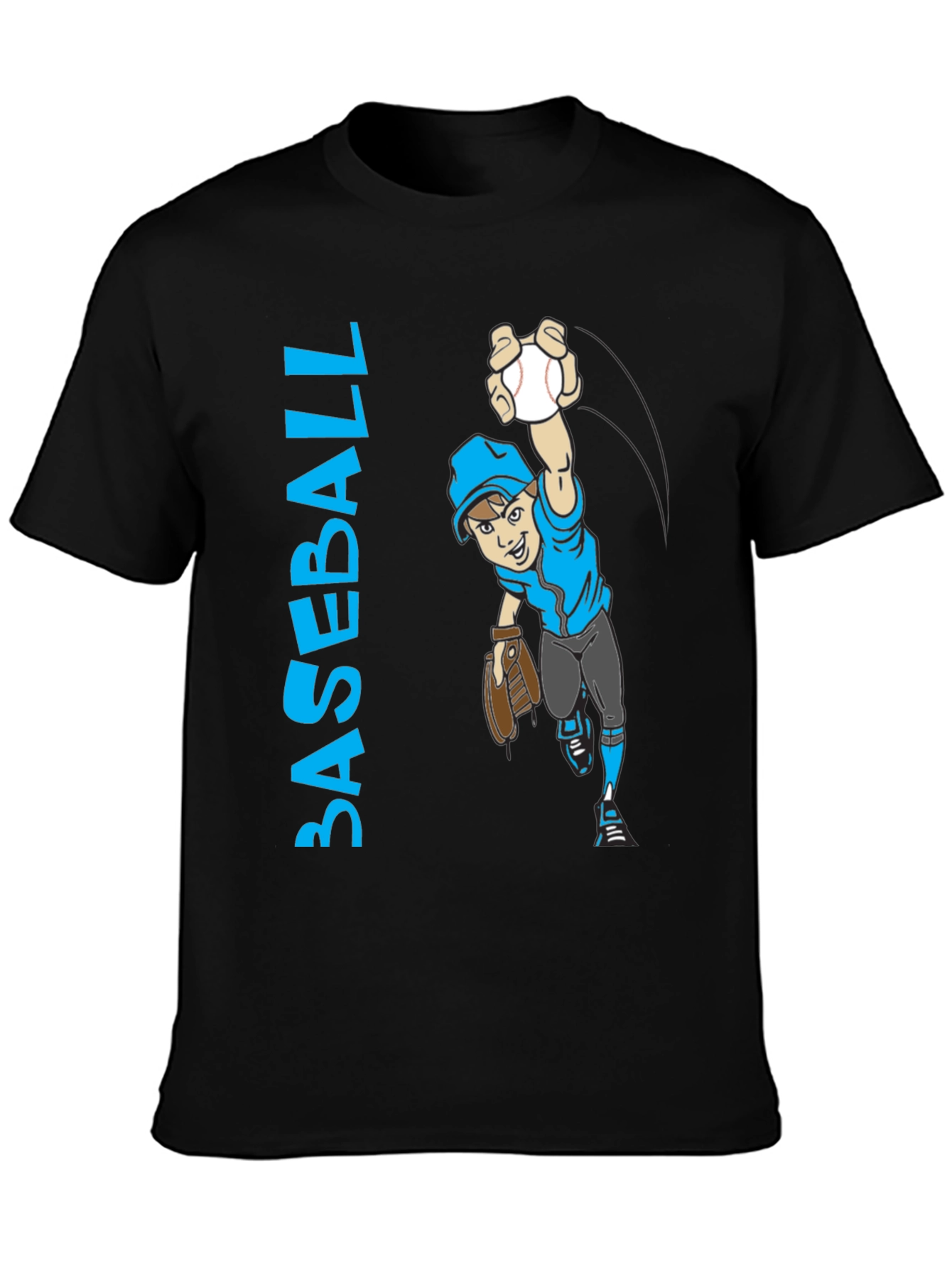 Baseball Player Cartoon Graphic T-Shirt