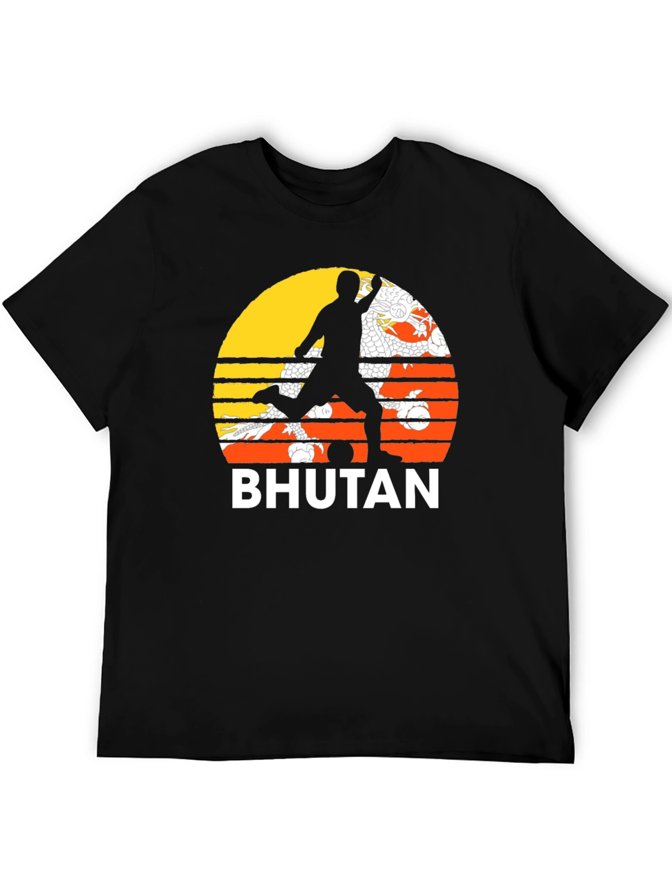 Bhutan Soccer T-Shirt Retro Style Tee