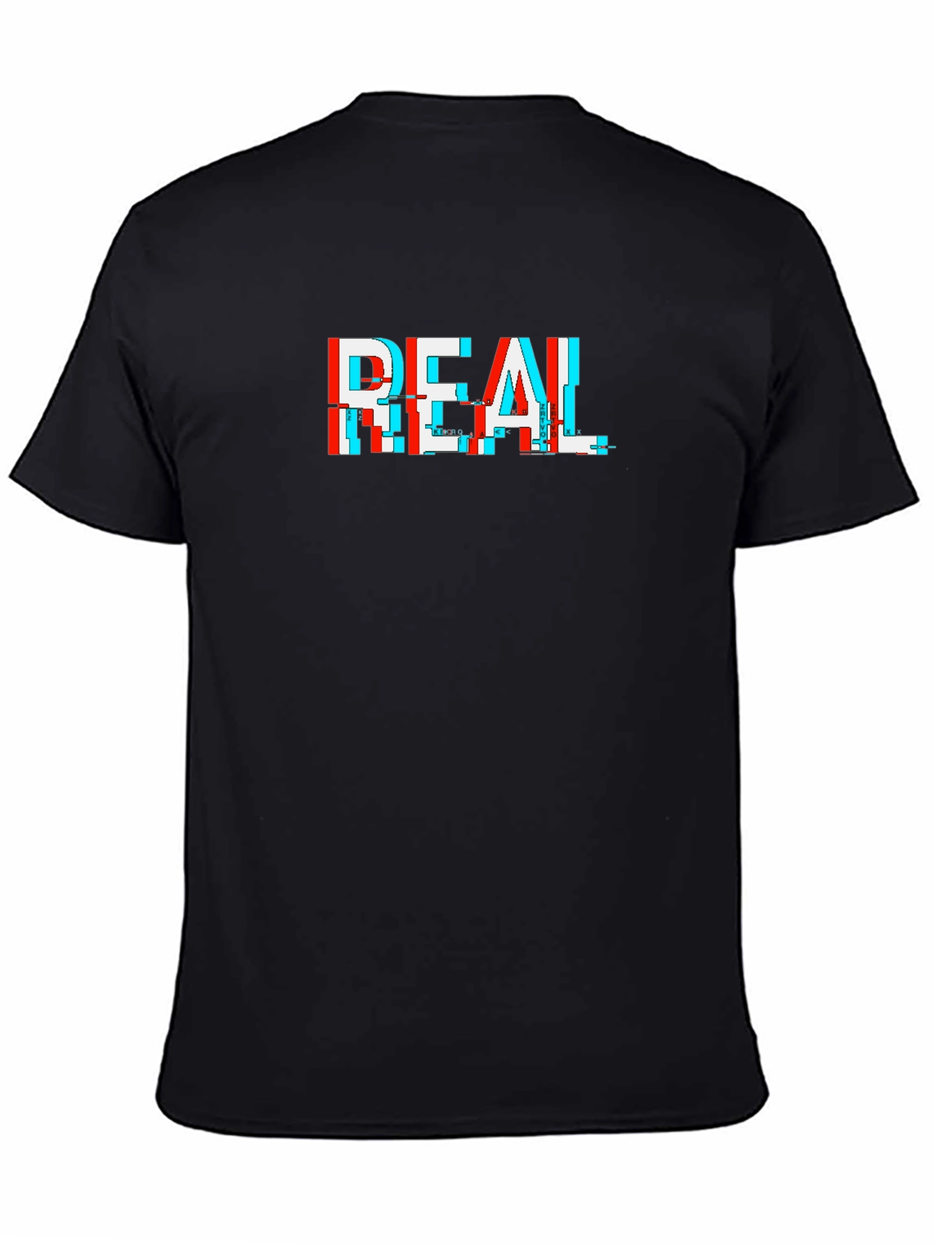 REAL Glitch Graphic Tee - Black Cotton T-Shirt