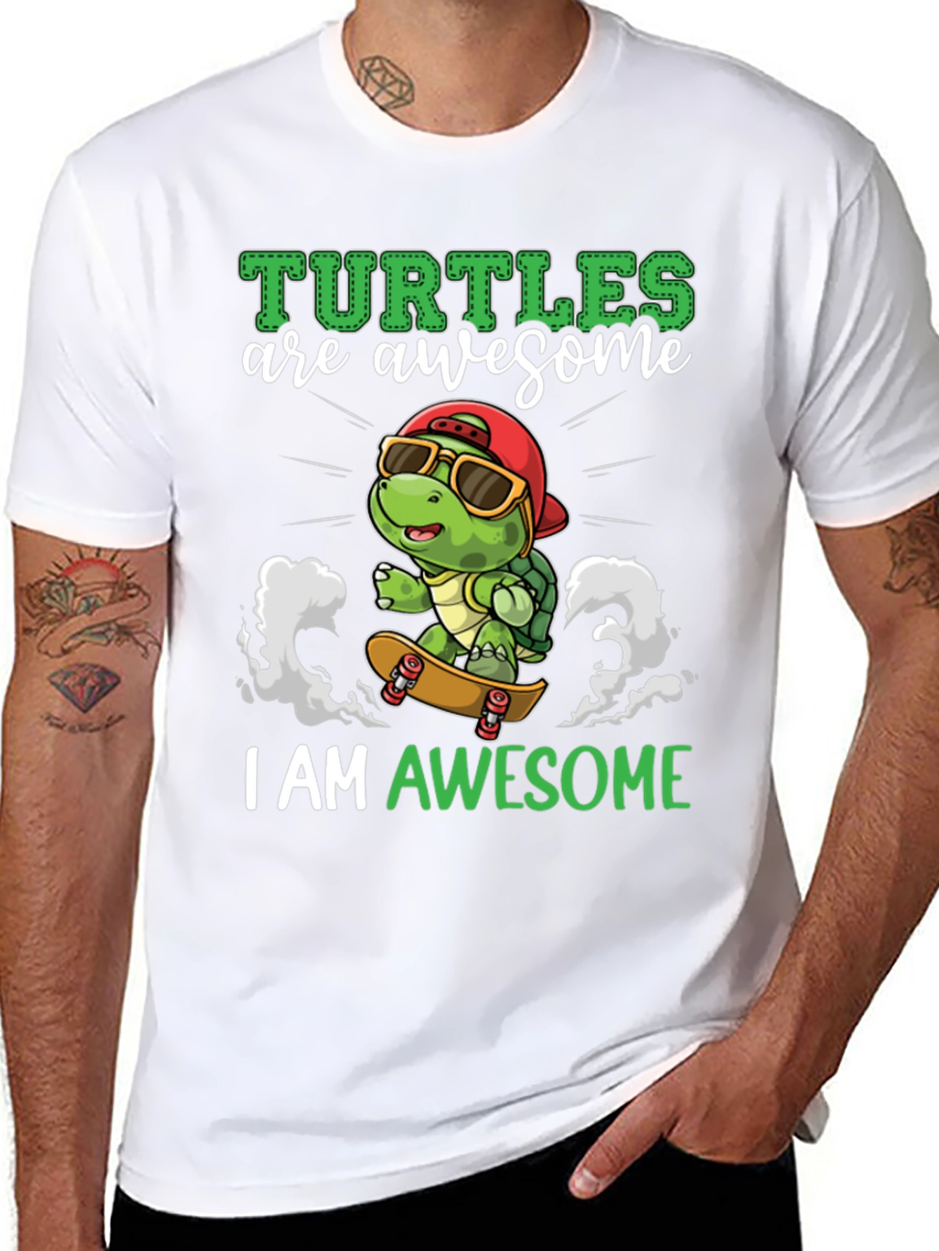 Awesome Turtle Skateboard Graphic T-Shirt