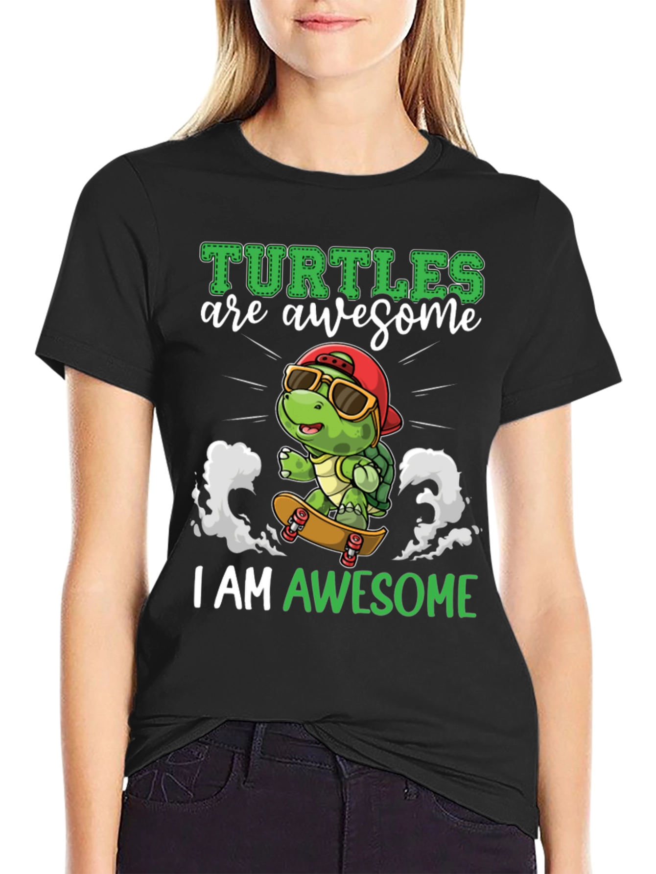 Awesome Turtle Skateboard Graphic T-Shirt