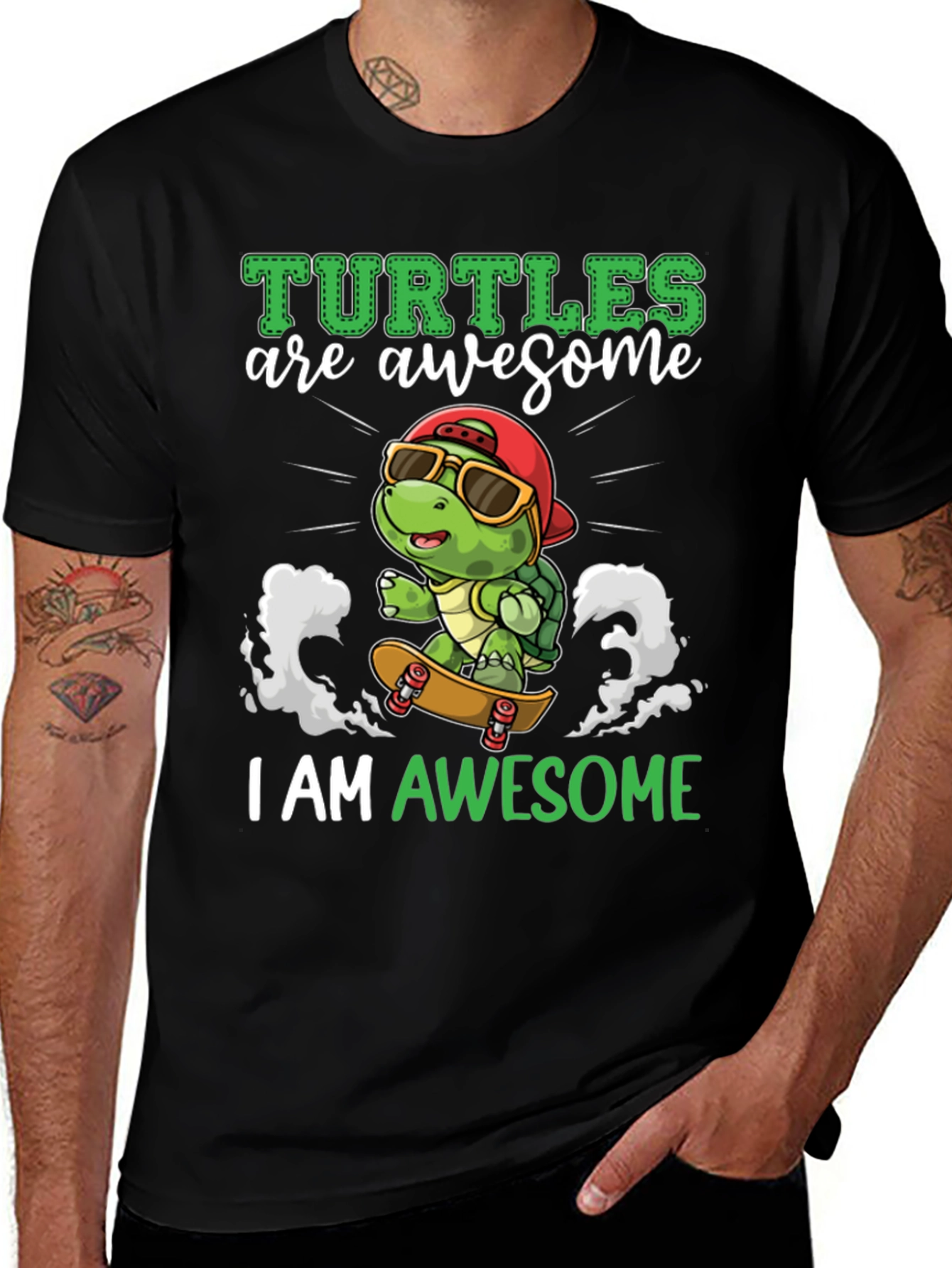 Awesome Turtle Skateboard Graphic T-Shirt