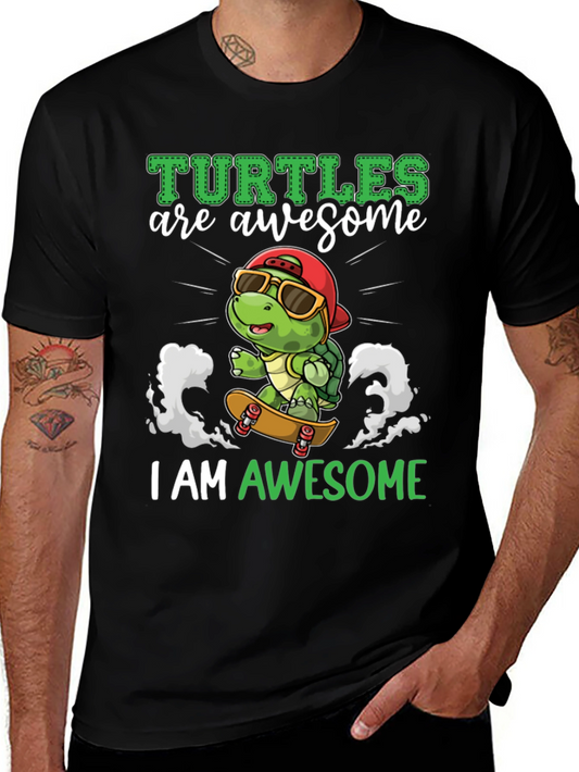 Awesome Turtle Skateboard Graphic T-Shirt