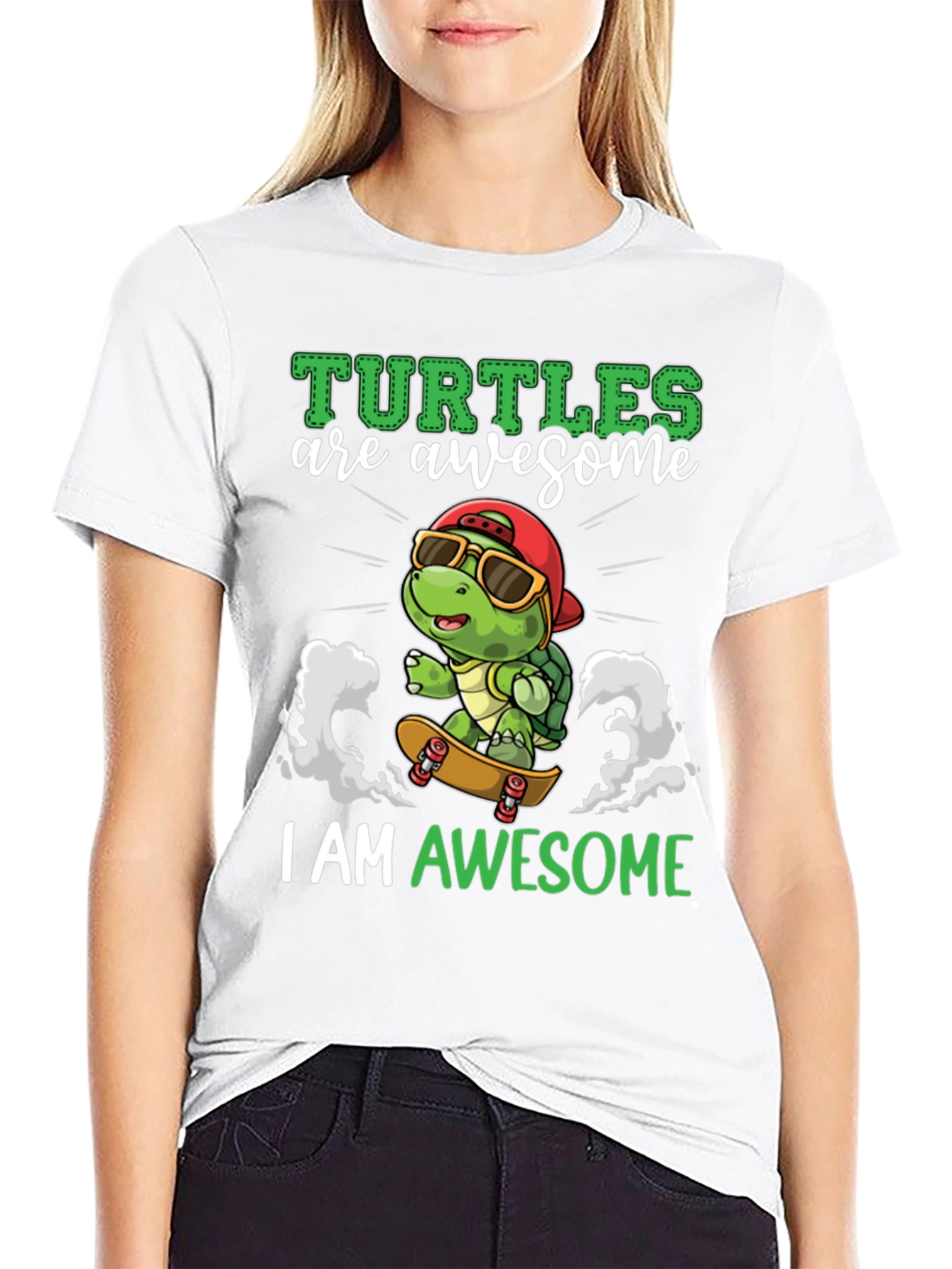 Awesome Turtle Skateboard Graphic T-Shirt