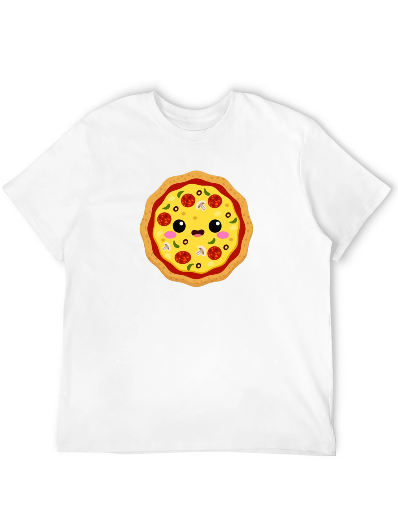 Cute Pizza Graphic Tee - Black Cotton T-Shirt