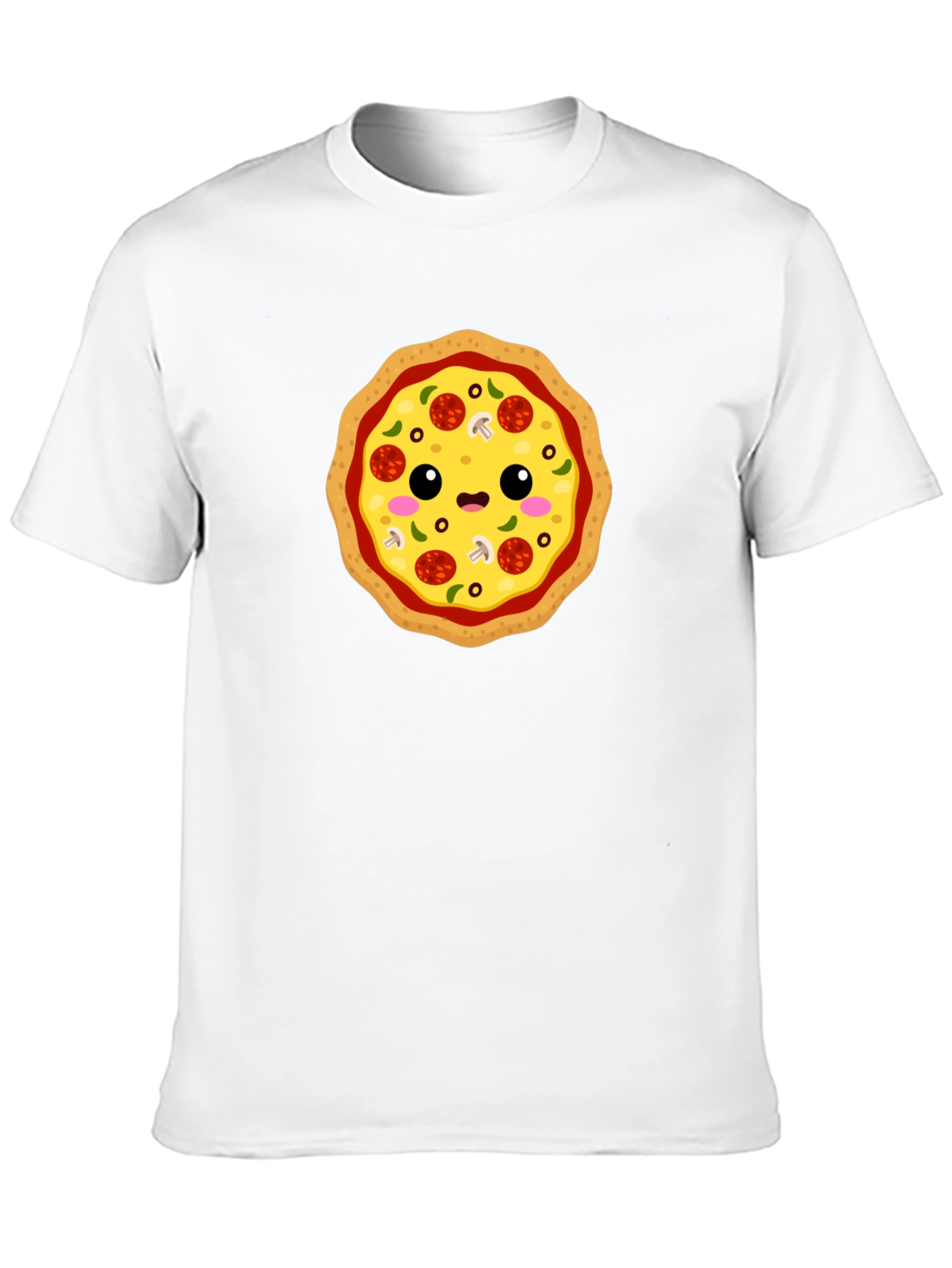 Cute Pizza Graphic Tee - Black Cotton T-Shirt