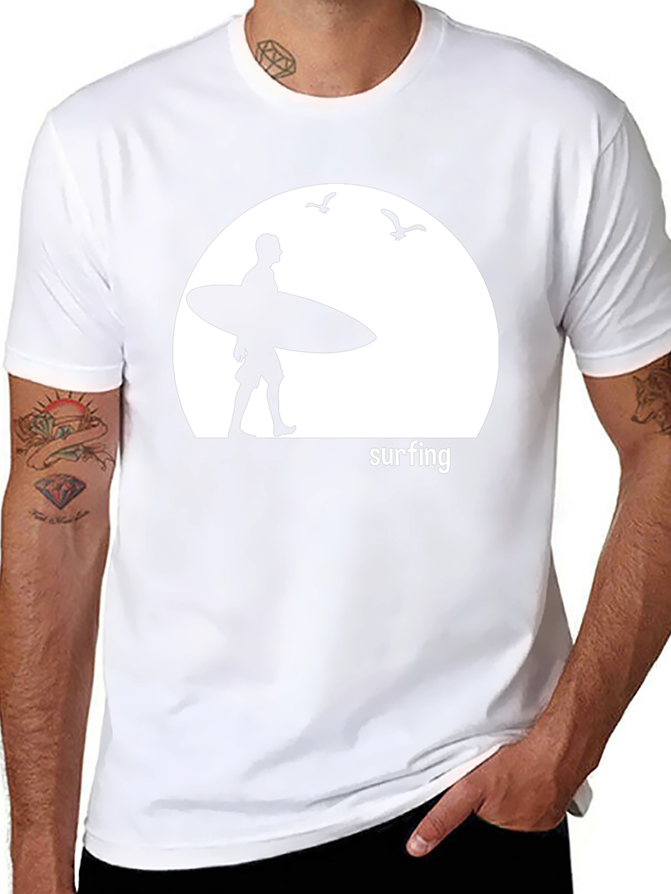 Surfing Silhouette Graphic T-Shirt
