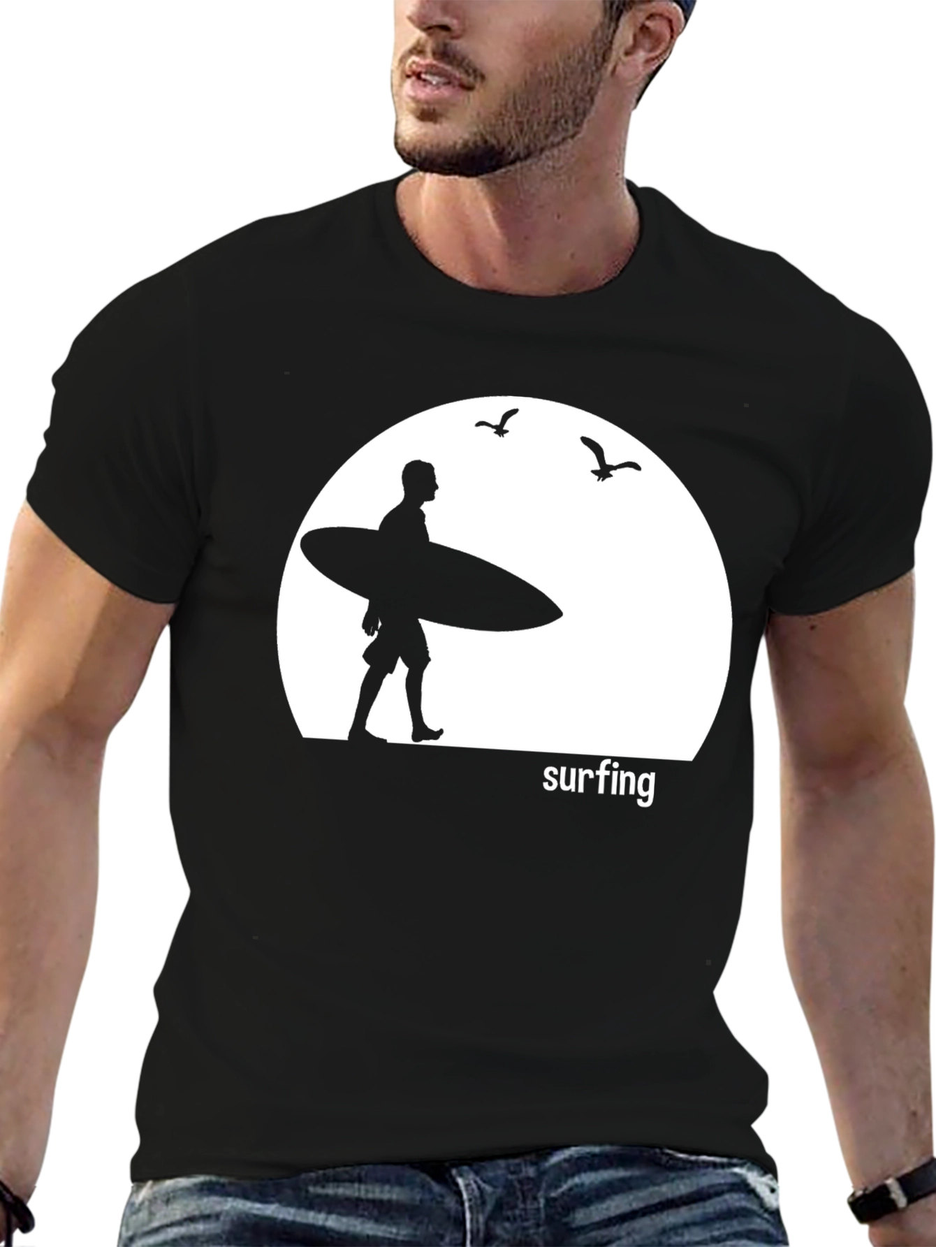 Surfing Silhouette Graphic T-Shirt