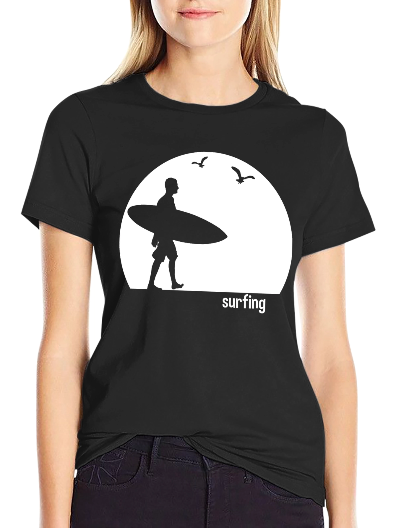 Surfing Silhouette Graphic T-Shirt